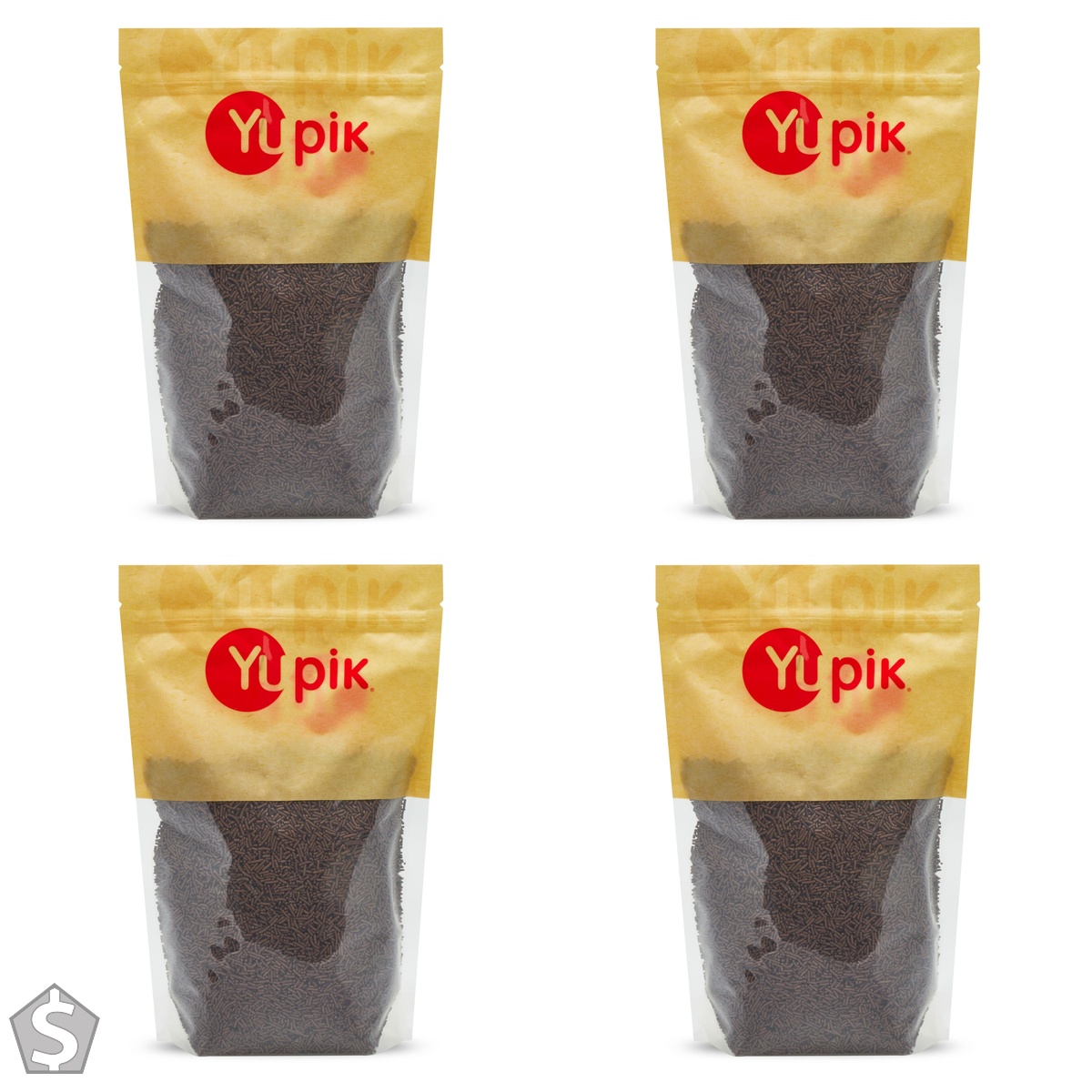 Yupik Oblong Chocolate Flavored Sprinkles, 1Kg, Low Sugar, Cholesterol-Free, Sodium-Free, Kosher, Perfect for Baking and Decorating Ice (Pack of 4)