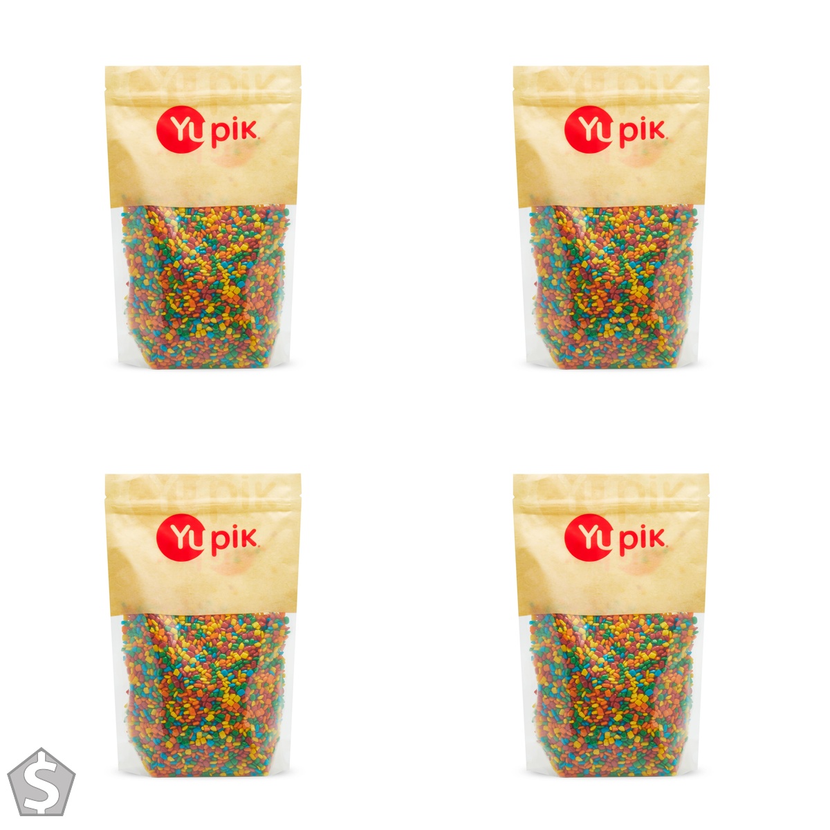 Yupik Mini Pebble Gums, 1 kg, Gluten-Free, Multicolored, Rectangular Gum Pieces, Fruity Flavor, Candy Machine Refills, Fun & Nostalgic (Pack of 4)