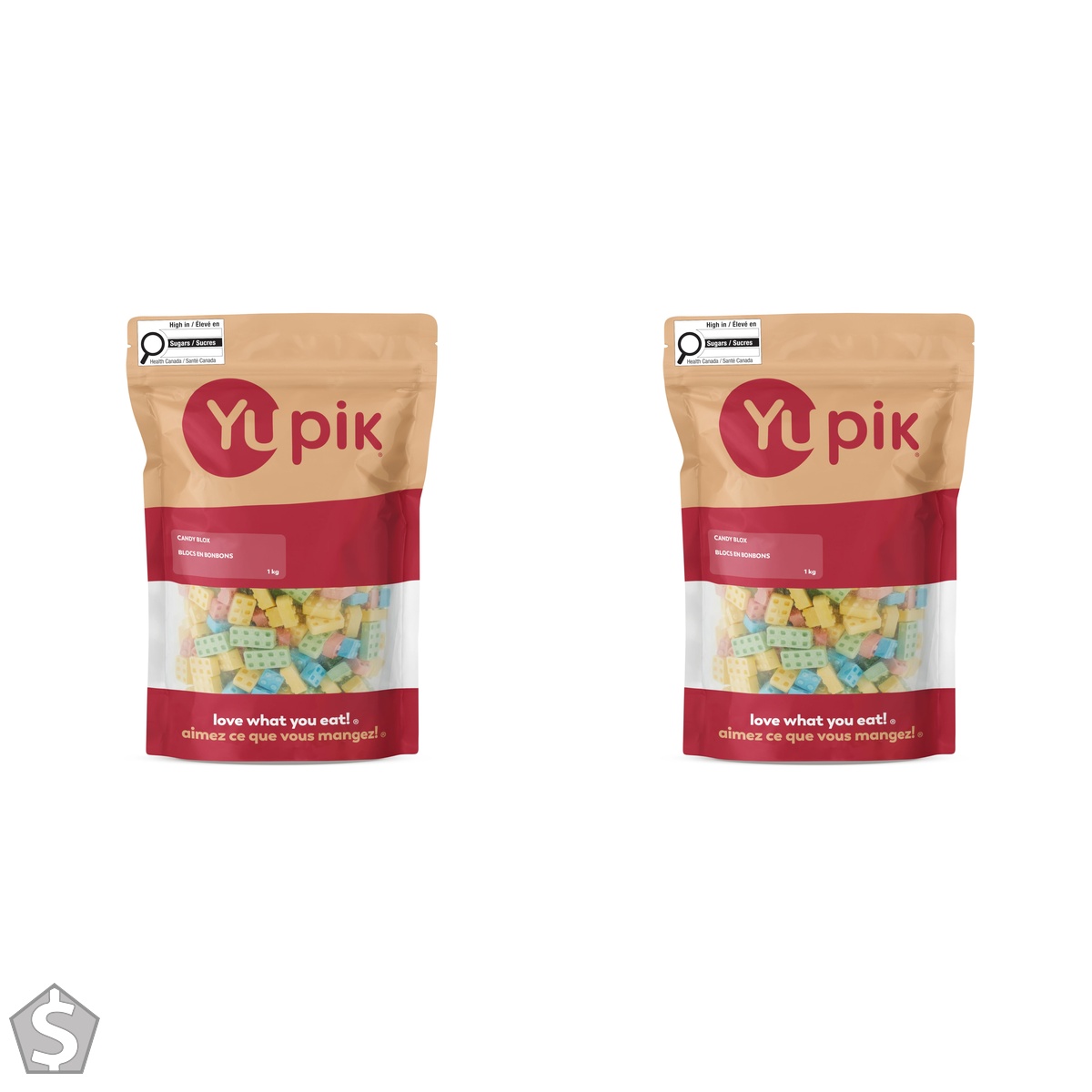 Yupik Candy Blox, 1 kg, Pressed Candies, Gluten-Free, Kosher, Fruity Flavors, Brick-Shaped Treats, Candy Machine Refills, Fun & (Pack of 2)