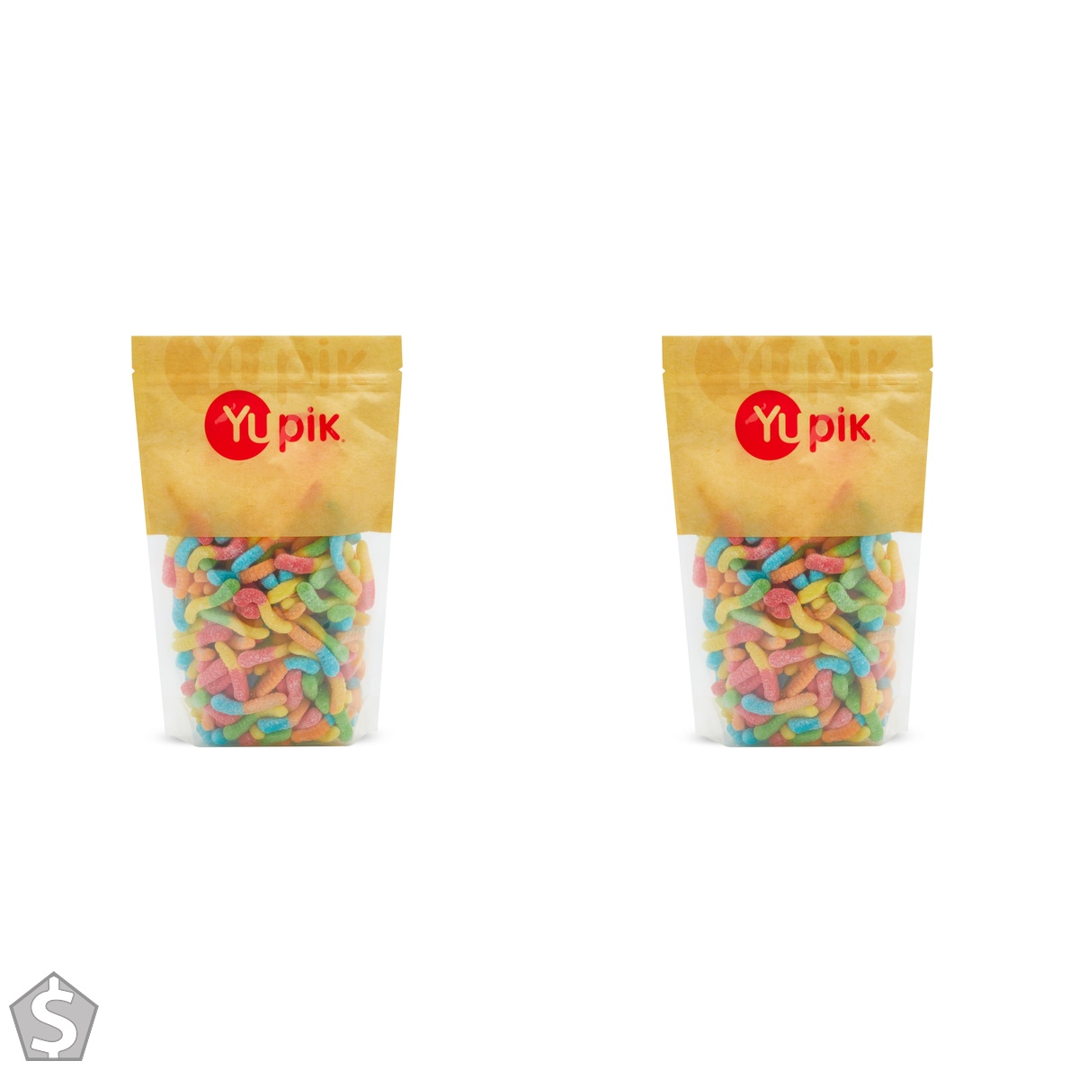 Yupik Sour Gummy Neon Worms, 1 kg, Gluten-Free, Sweet & Sour, Fruity Flavors, Sugary Coating, Chewy Small Gummies, Fun Treat, Sweet (Pack of 2)