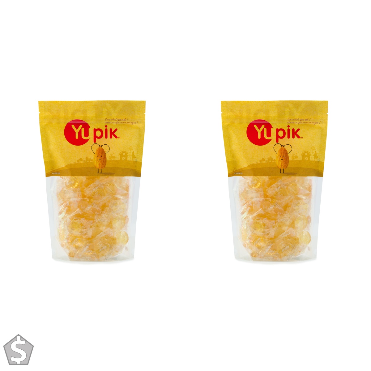 Yupik Honey Barley Sugar Candies, 1 kg, Individually Wrapped Hard Candies, Gluten-Free, Low-Calorie, Fat-Free, Sweet Honey Flavour, Ideal (Pack of 2)