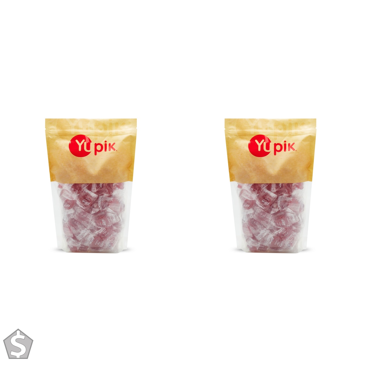 Yupik Original Barley Sugar Candies, 1 kg, Individually Wrapped Bright Red Hard Candies, Fat-Free, Low-Calorie, Perfect for Snacking (Pack of 2)