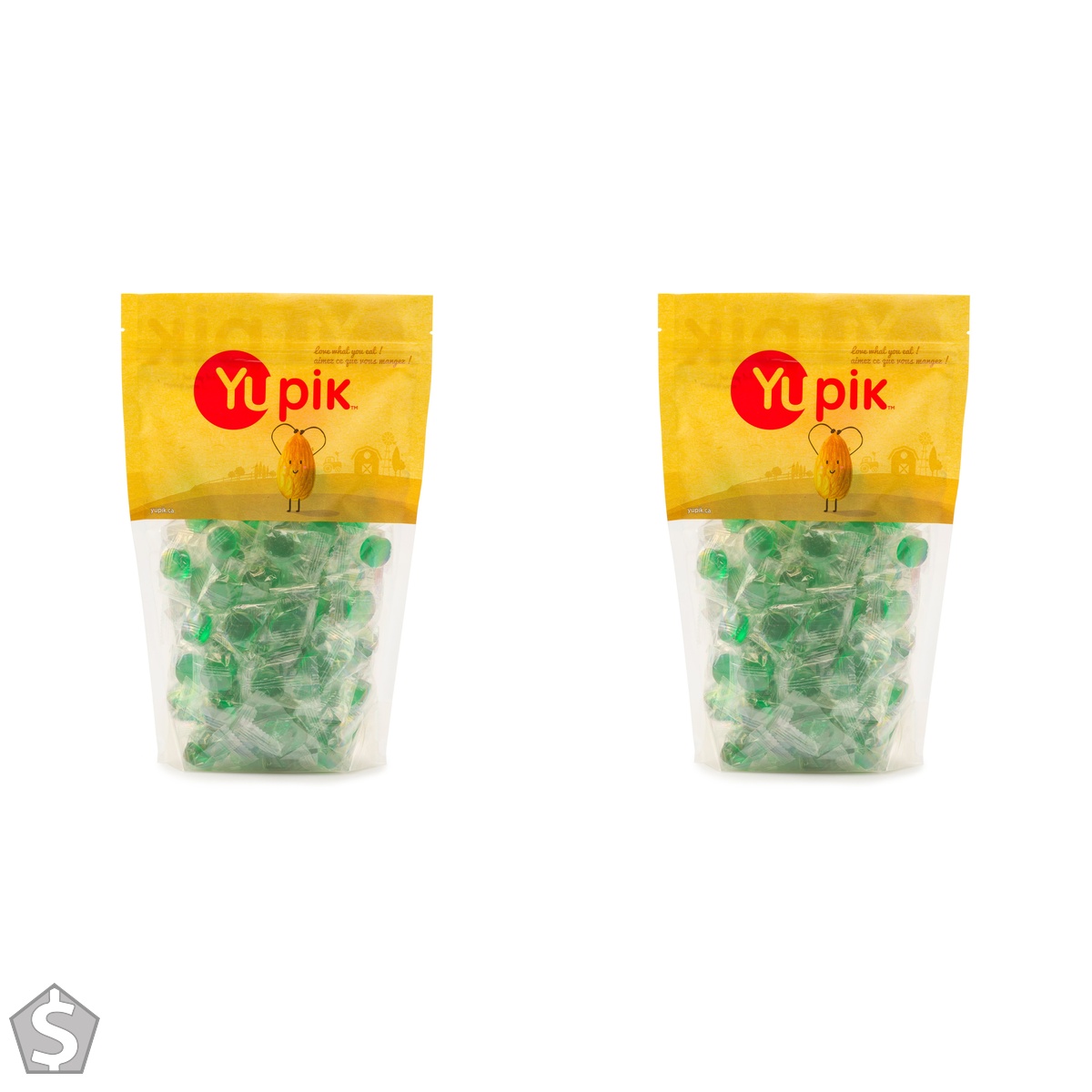Yupik Sugar-Free Spearmint Candies, 1 kg, Gluten-Free, Low-Calorie, Fat-Free, Individually Wrapped Minty Treats 1 kg (Pack of 2)
