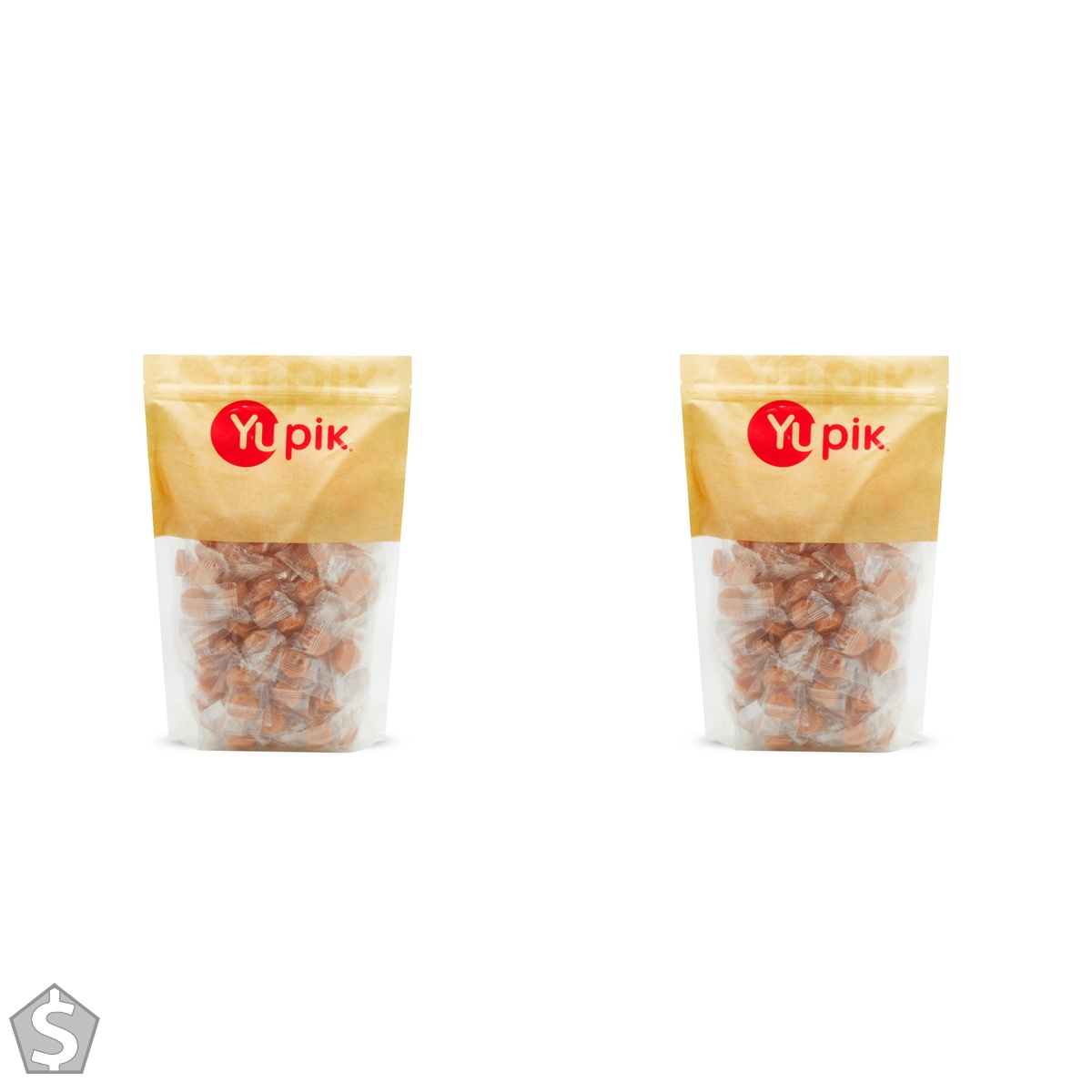 Yupik Sugar-Free Caramel Candies, 1 kg, No Sugar Added, Gluten-Free, Individually Wrapped Hard Candy, Low-Calorie Treats for Gifting (Pack of 2)