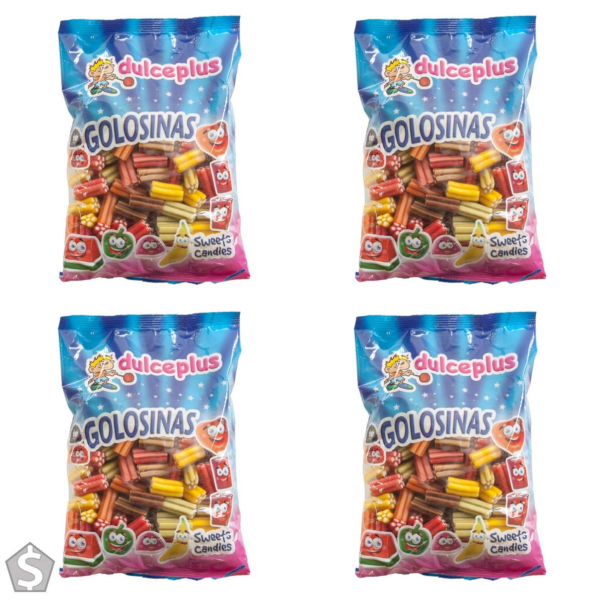 Yupik Fruit Assorted Pistons, 1 kg, Chewy Candy, Colorful Fruit-Flavoured Flower-Shaped Tubes, Low-Calorie, Fat-Free Treats for Snacking (Pack of 4)