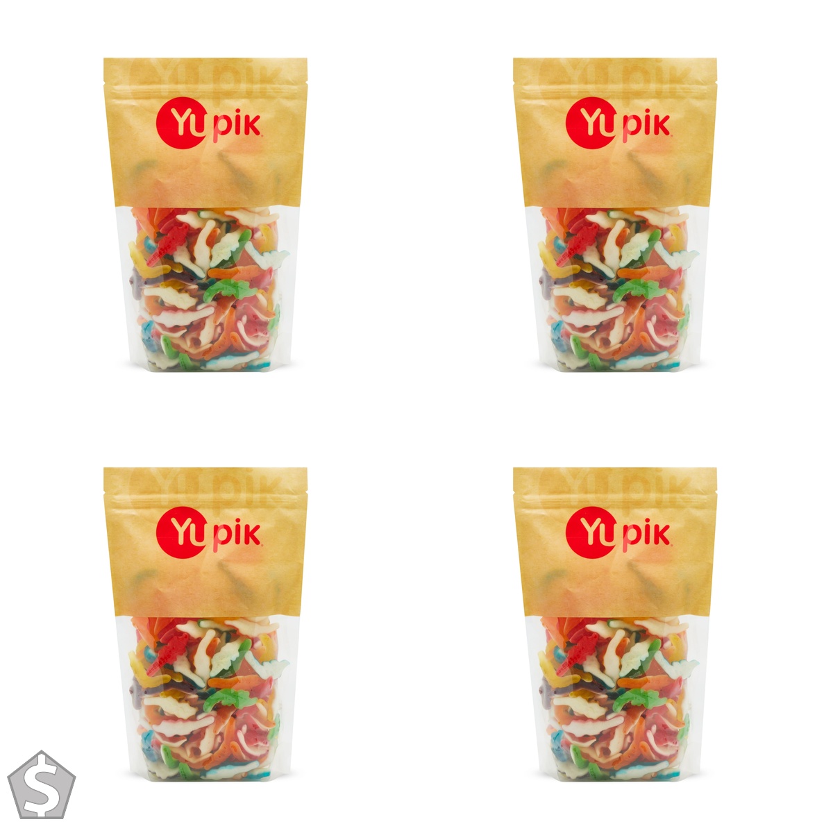 Yupik Rainbow Gummy Crocodiles, 1 kg, Gluten-Free, Assorted Colors, Fruity Flavors, Chewy Gummies, Fun Treat, Sweet Candy, Delicious (Pack of 4)