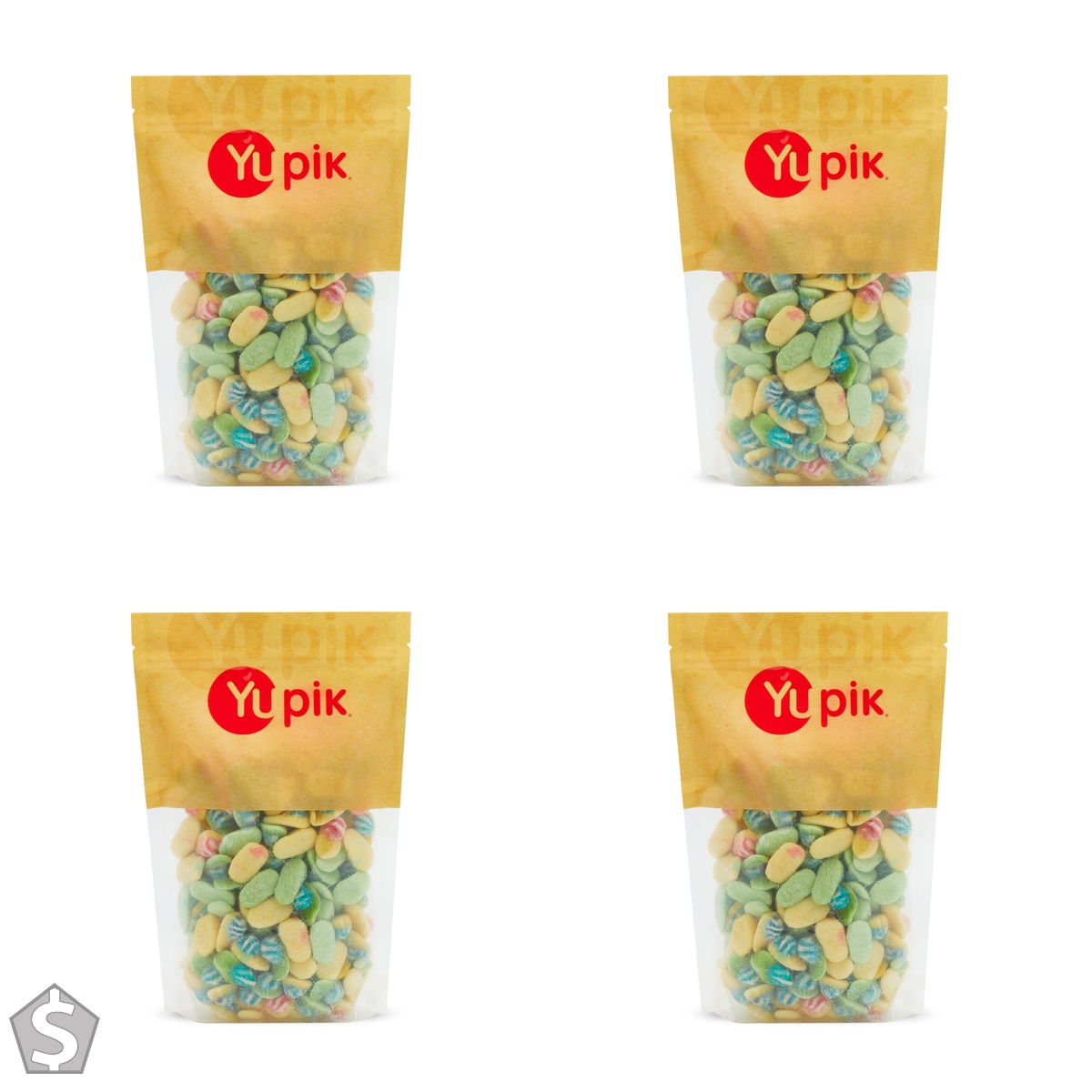 Yupik Gummy Jelly Caps, 1 kg, Gluten-Free, Sugary Coating, Fruity Flavor, Cap-Shaped, Chewy Gummies, Fun Treat, Sweet Candy, Delicious (Pack of 4)