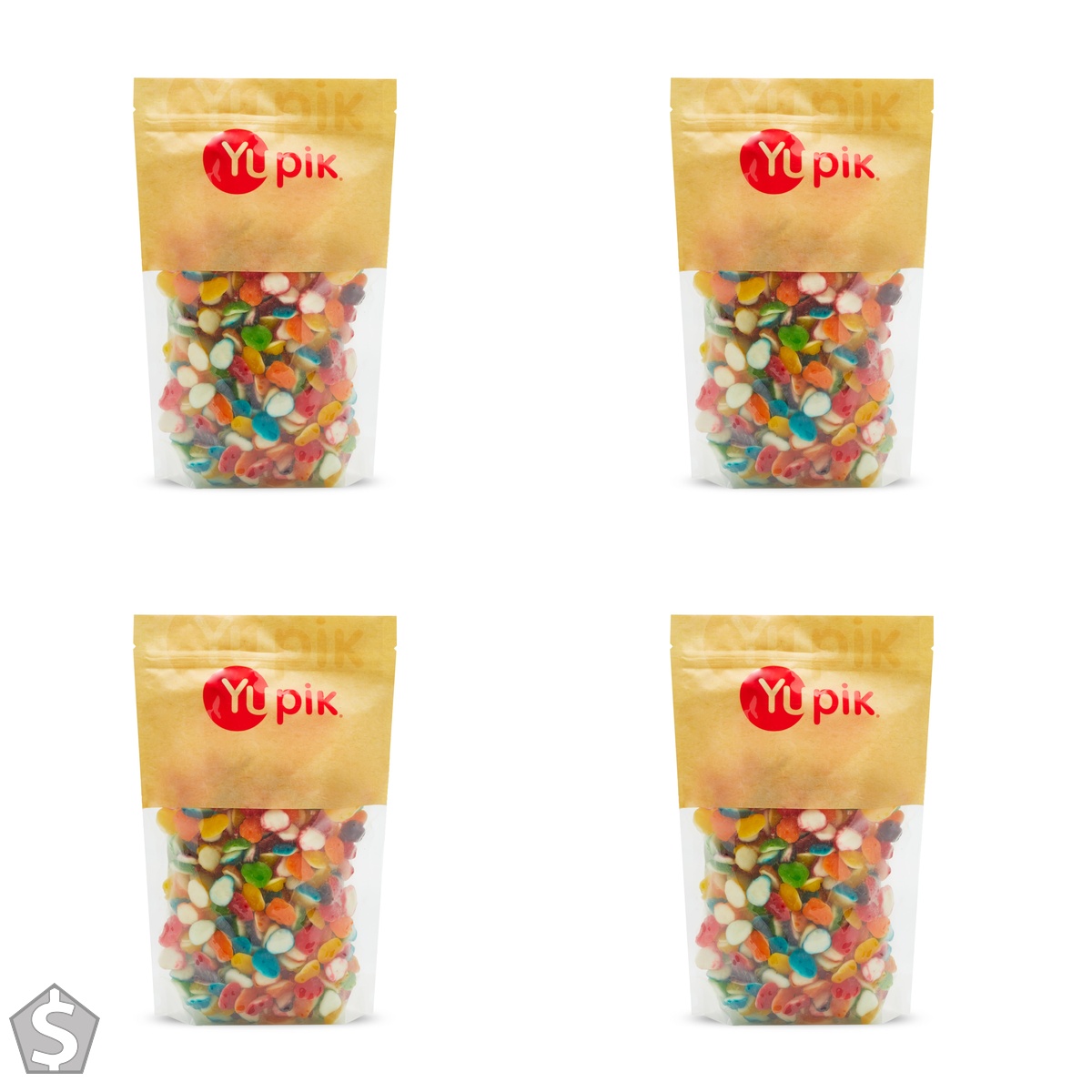 Yupik Mini Rainbow Gummy Frogs, 1 kg, Gluten-Free, Assorted Colors, Fruit Flavors, Chewy Gummies, Fun Treat, Sweet Candy, Delicious (Pack of 4)