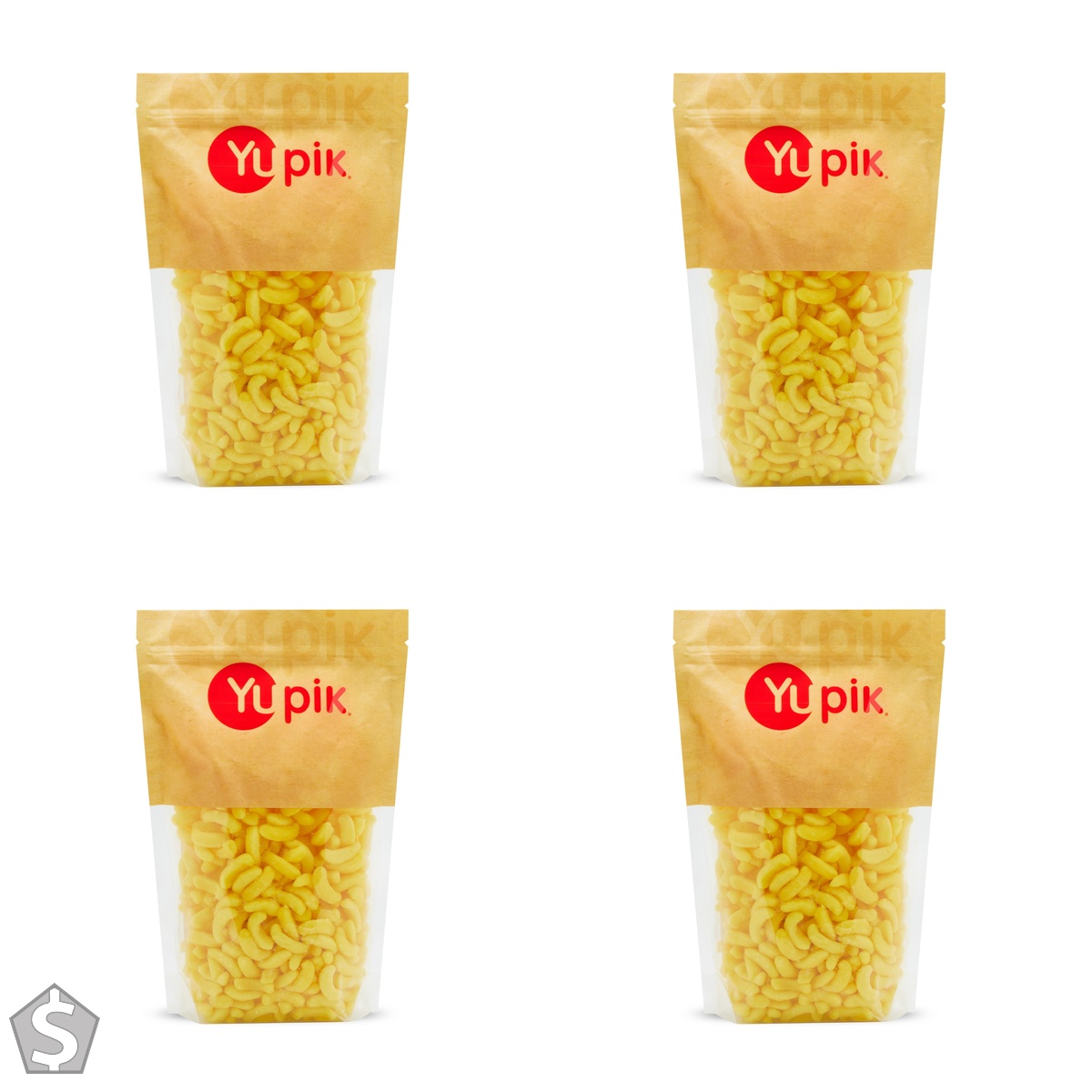 Yupik Mini Gummy Banana Chews, 1 kg, Gluten-Free, Sugary Coating, Banana Flavor, Soft & Chewy Gummies, Fun Treat, Sweet Candy, Delicious (Pack of 4)