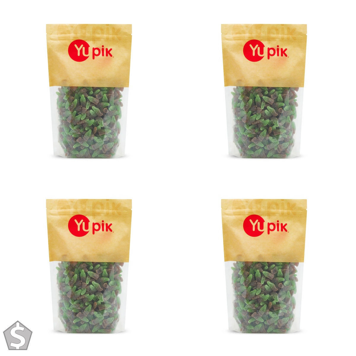 Yupik Mini Gummy Intense Cola Bottles, 1 kg, Cola Soda Pop Flavored Gummies, Sugary Coating, Chewy, Sweet Candy, Delicious Snack, Ideal (Pack of 4)