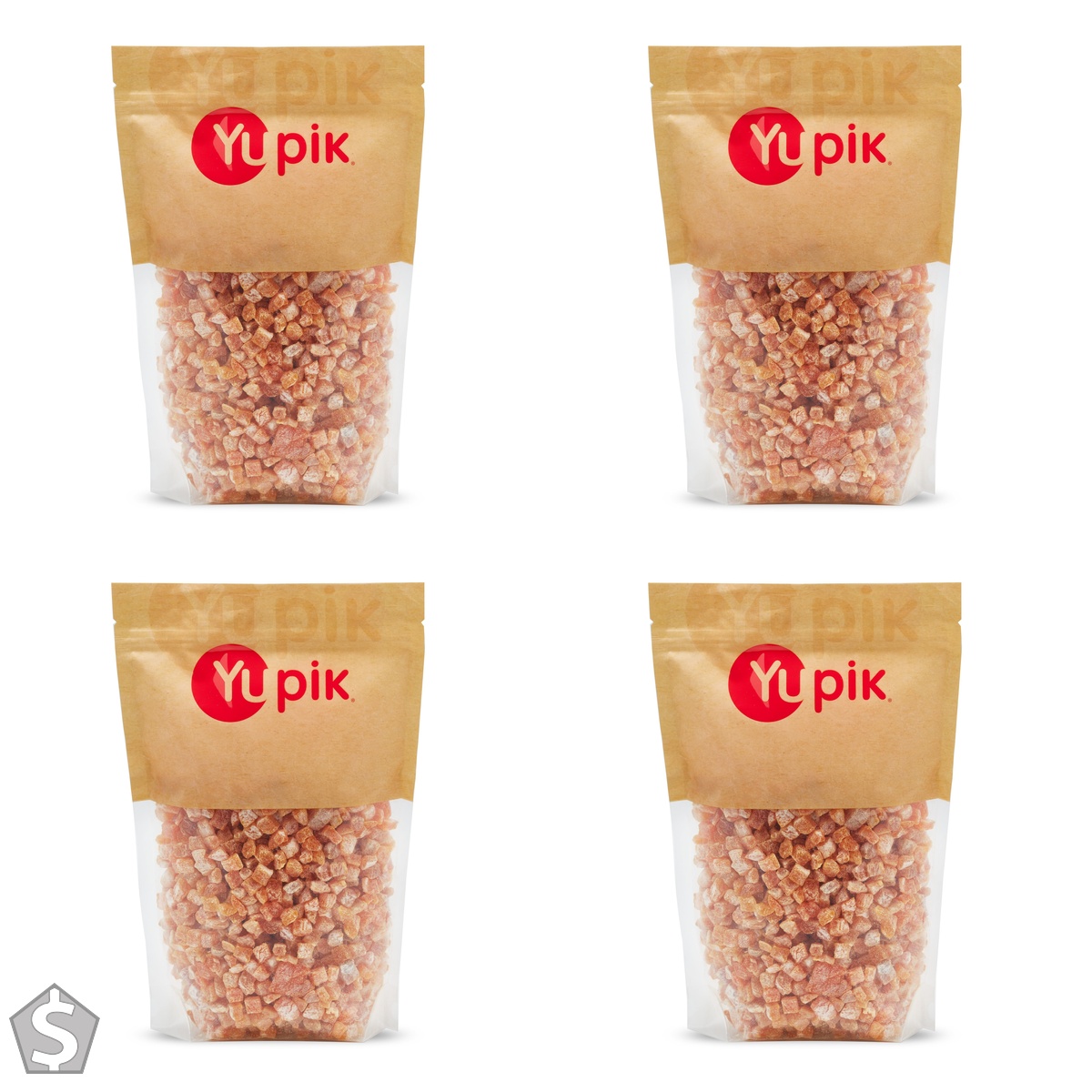 Yupik Dried Apricots, Diced, 1 kg, Kosher, GMO-Free, Sliced Dried Fruits, Small Cubed Pieces, No Added Sugar, Chewy Texture, Unique (Pack of 4)