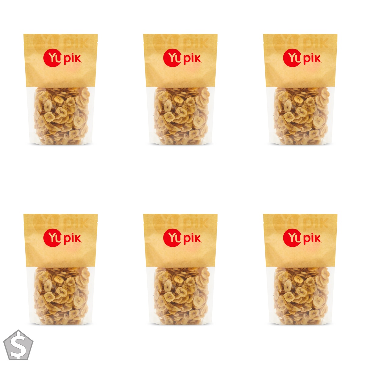 Yupik Sweetened Banana Chips, 400 g, Gluten-Free, Kosher, Dried Fruits, Sweet Crunchy Snacks, Lightly Sweetened Dried Banana Slices (Pack of 6)