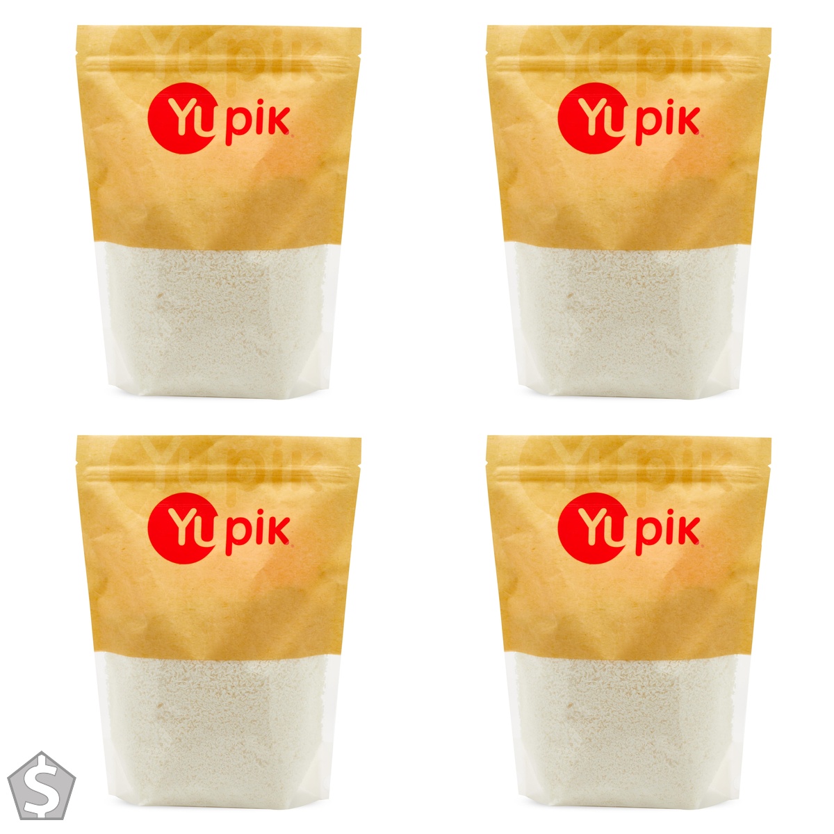 Yupik Desiccated Shredded Coconut, Unsweetened, 1 kg, Gluten-Free, Kosher, Vegan, Dried Coconut, Medium Flakes, No Added Sugar, Oil-Free (Pack of 4)