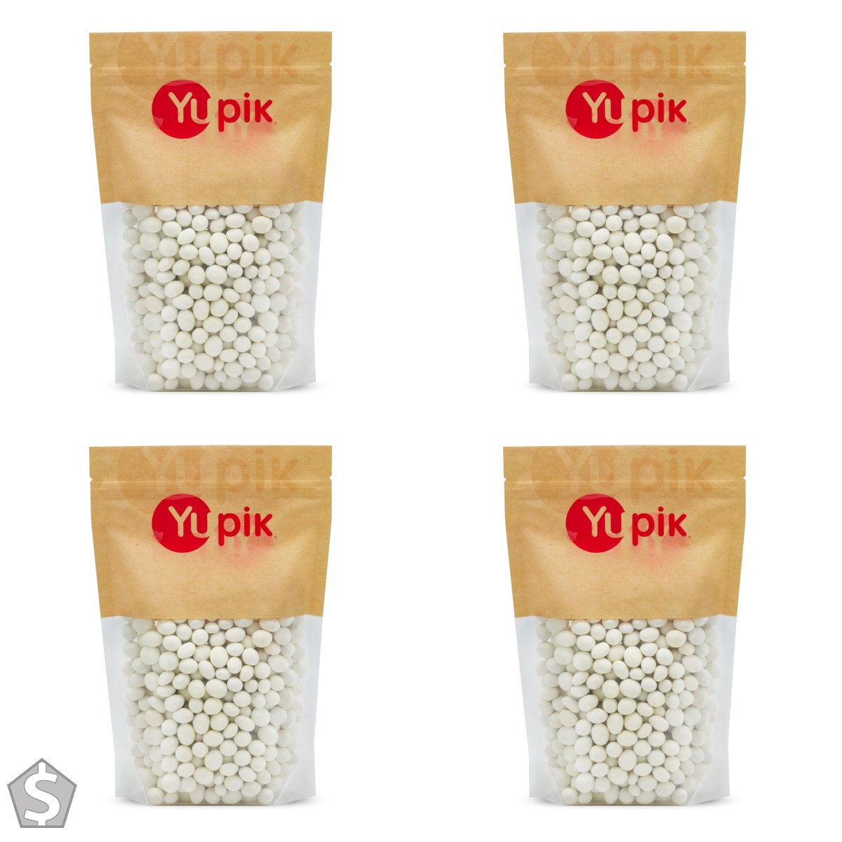 Yupik Yogurt Covered Peanuts, 1 kg, Yogurt Bites, Peanuts Dipped in Yogurt, Crunchy & Smooth, Creamy Flavor, Sweet Snacks, Ideal for (Pack of 4)