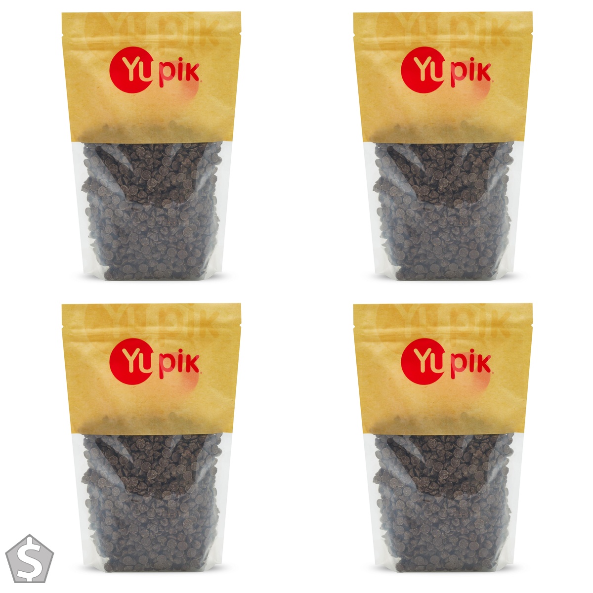 Yupik Carob Chips, 1 kg, Gluten-Free, Kosher, Vegan, Cholesterol-Free, Caffeine-Free Alternative to Chocolate Chips, Chocolate-Like (Pack of 4)