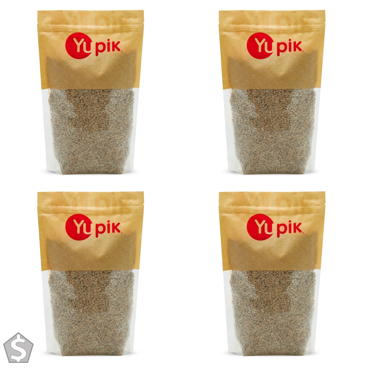 Yupik Roasted Salted Sunflower Seeds, No Shell, 1 kg, Gluten-Free, Vegan, Kosher, Shelled Seeds, Source of Fiber & Iron, Plant-Based (Pack of 4)