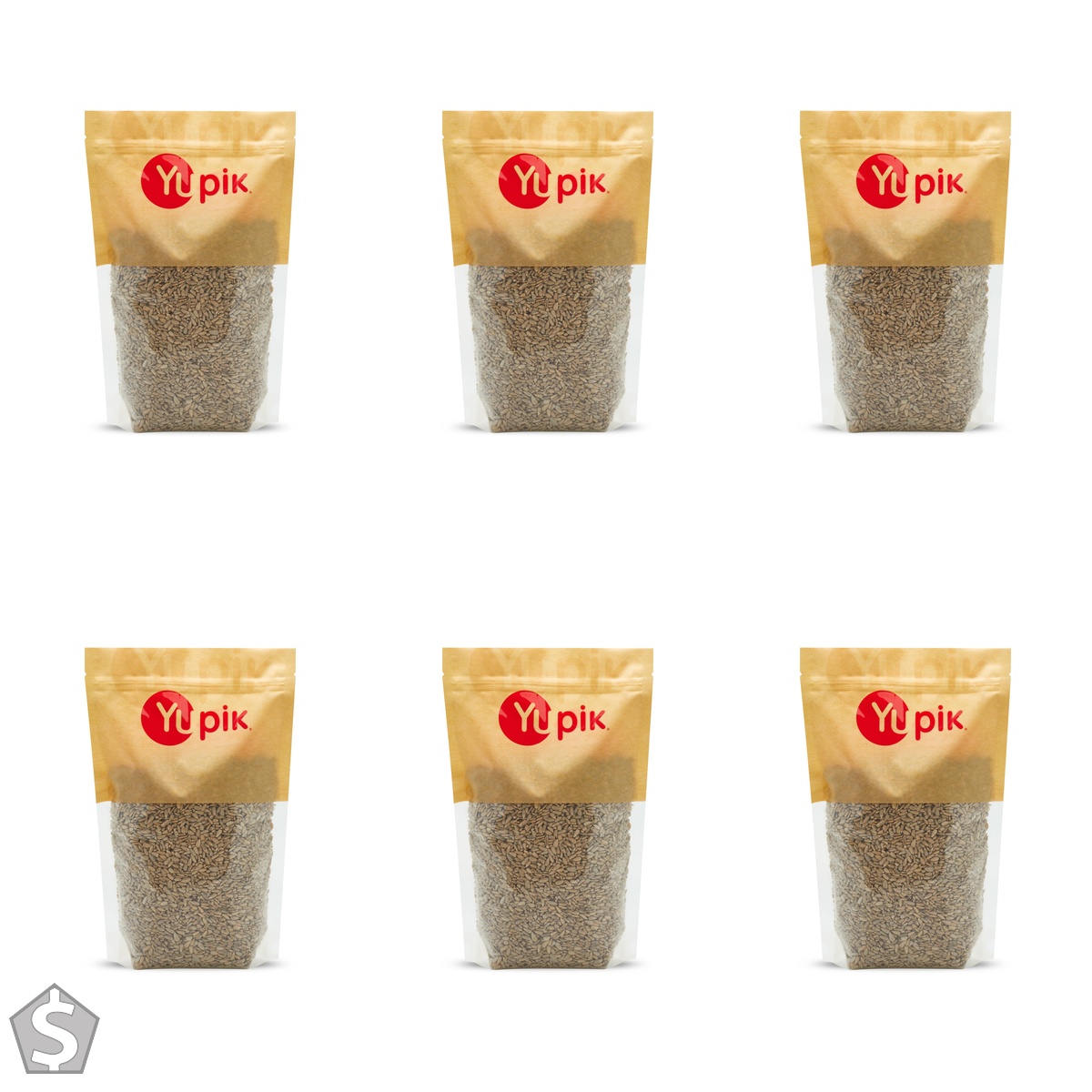 Yupik Raw Sunflower Seeds, No Shell, 1 kg, Kosher, Shelled Seeds, Unsalted, Oil-Free, Source of Fiber & Iron, Plant-Based Protein (Pack of 6)