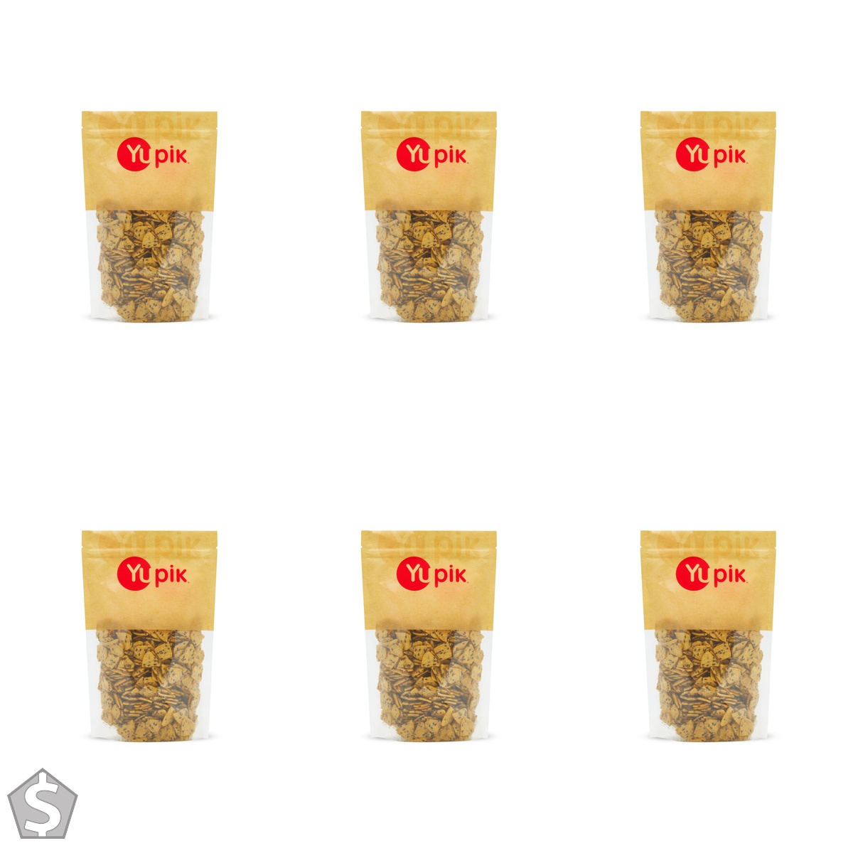 Yupik Mini Corn & Flax Seed Chips, 400 g, Gluten-Free, Kosher, Vegan, Salted Corn Chips, Savory Crackers with Flax Seeds, Source of (Pack of 6)