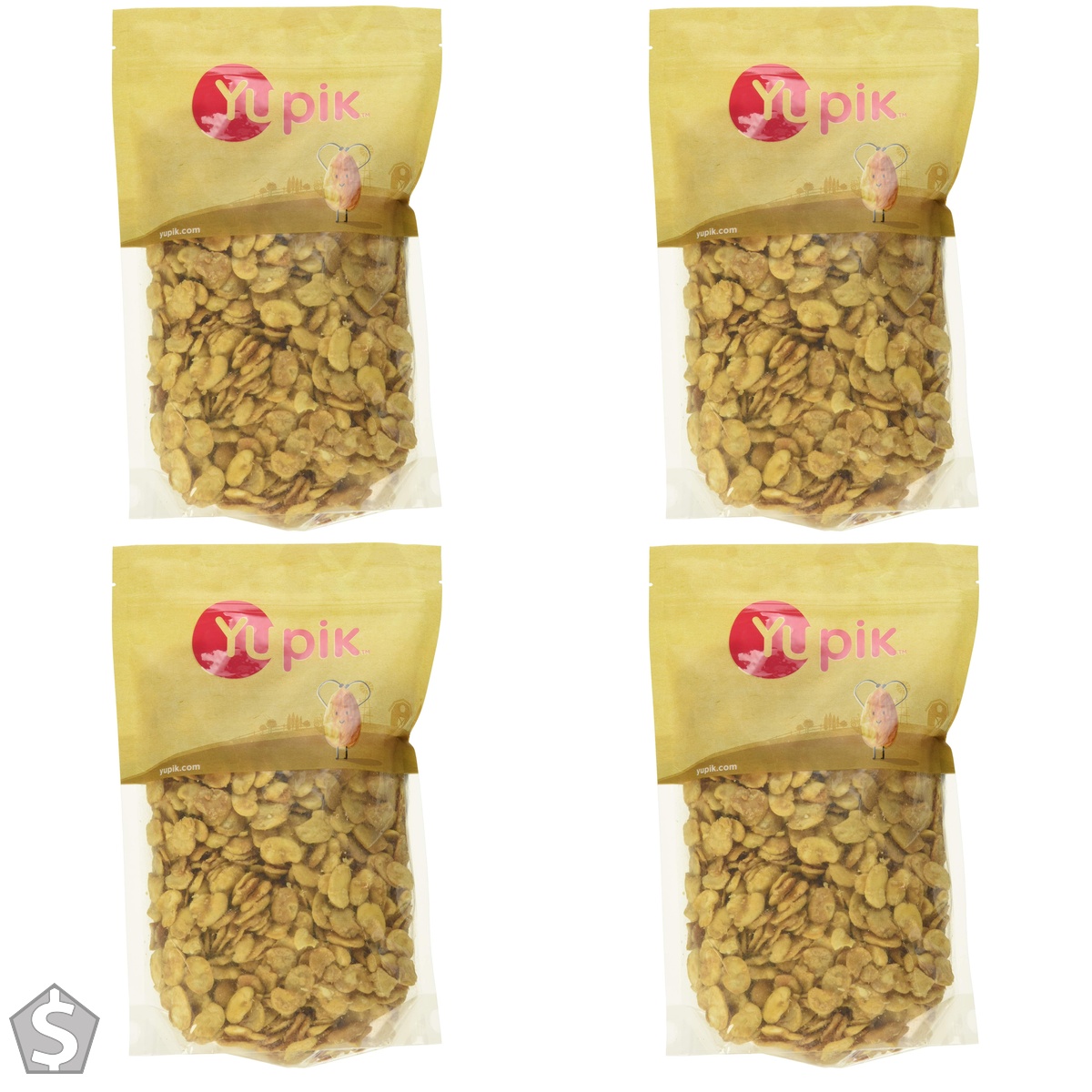 Yupik Salted Valencian Broad Beans, 450 g, High Protein Snack, Vegan, Gluten-Free Snack, Crunchy & Savory Split Beans for Salads, Soups (Pack of 4)