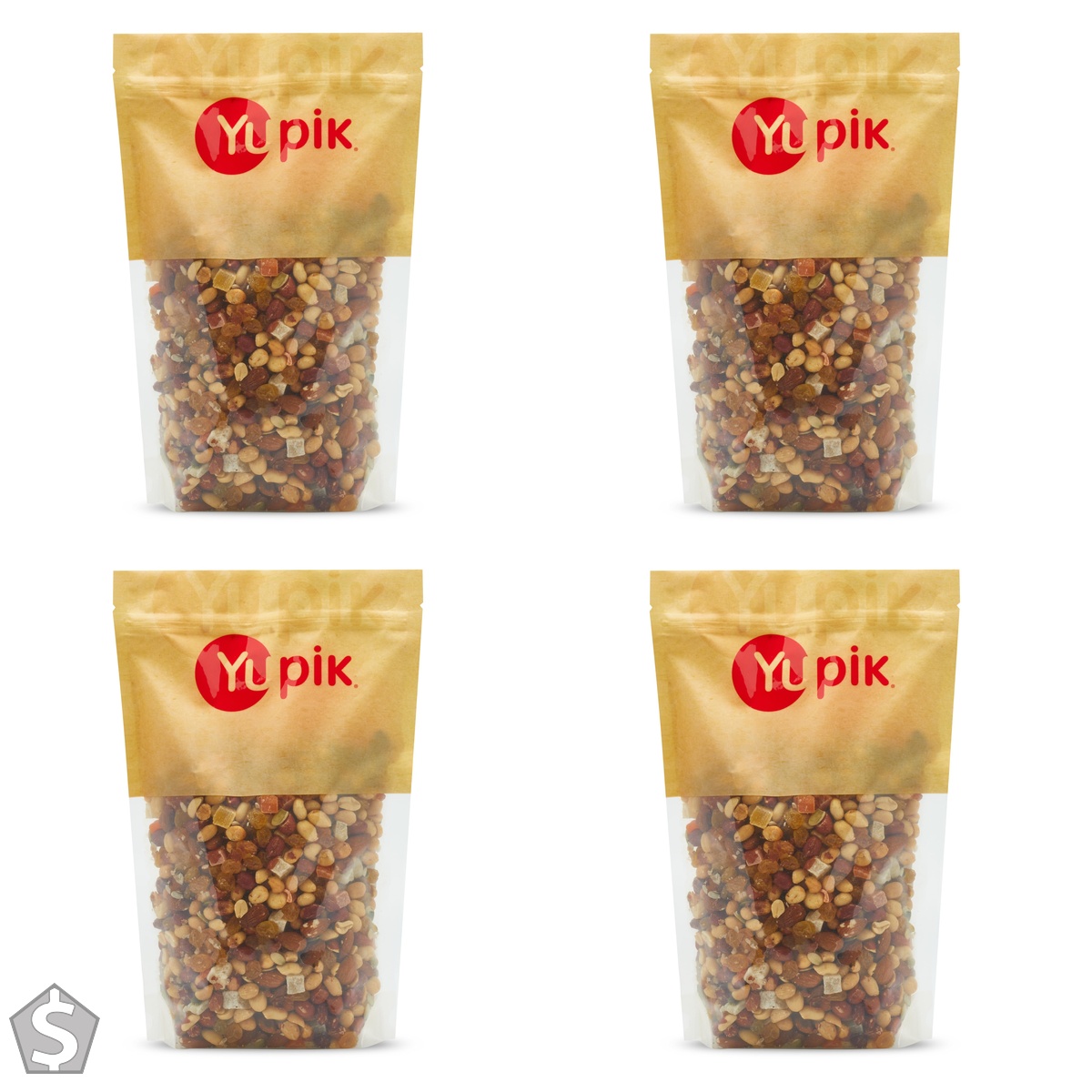 Yupik Sierra Mix, 1kg, A Blend of Almonds, Peanuts, Raisins, Sunflower Seeds, Pineapples, Papayas, Pumpkin Seeds, Almonds, Kosher, Gluten (Pack of 4)