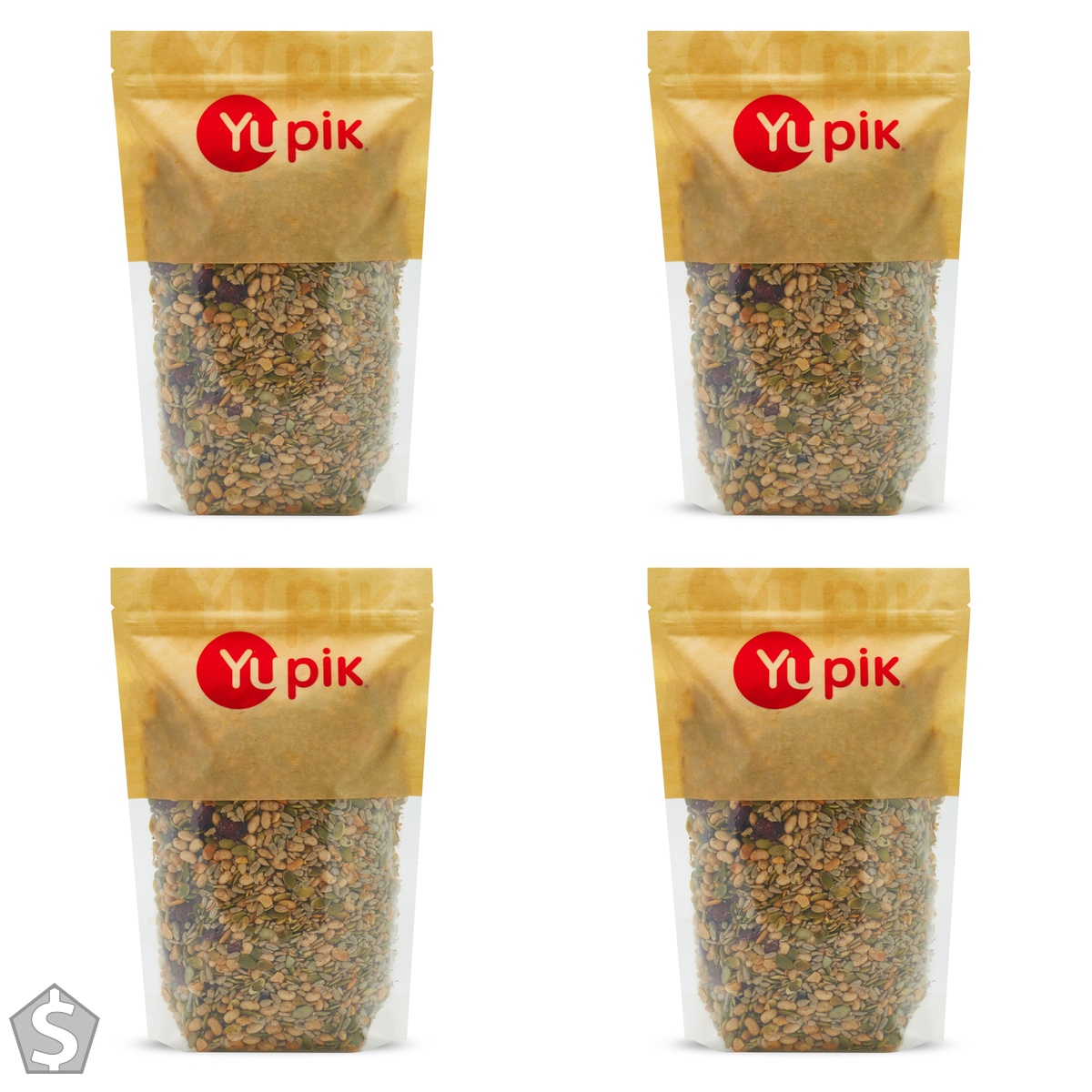 Yupik Salad Topping Mix, 1kg, A Blend of Raw Pumpkin Seeds, Cranberries, Soy Beans & Sunflower Seeds, Vegan, Kosher, High in Protein & (Pack of 4)