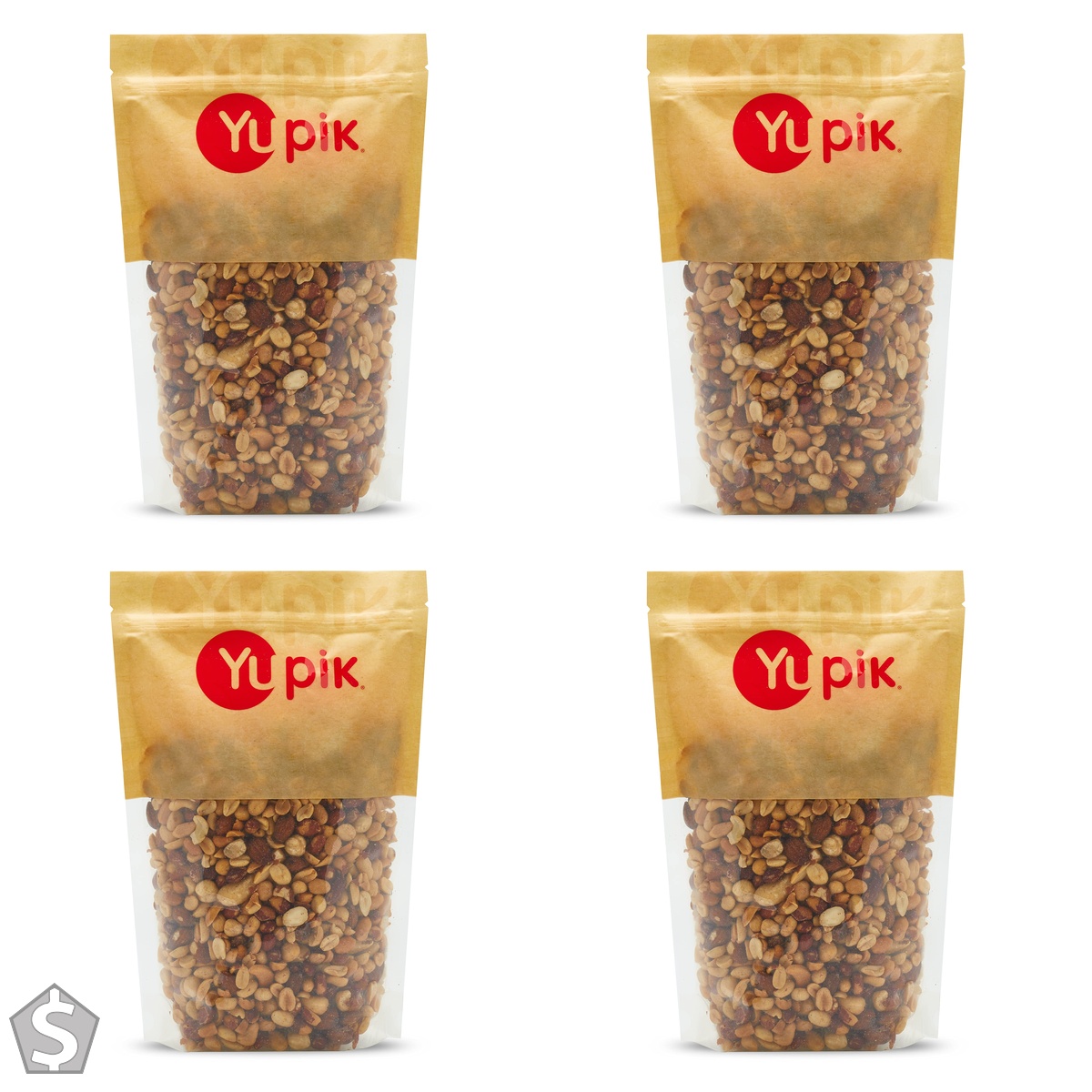 Yupik Salted Mix Nuts, 1kg, A Blend of Peanuts, Almonds, Hazelnuts, Brazil Nuts & Cashews, Kosher, Vegan, Cholesterol Free, Excellent (Pack of 4)