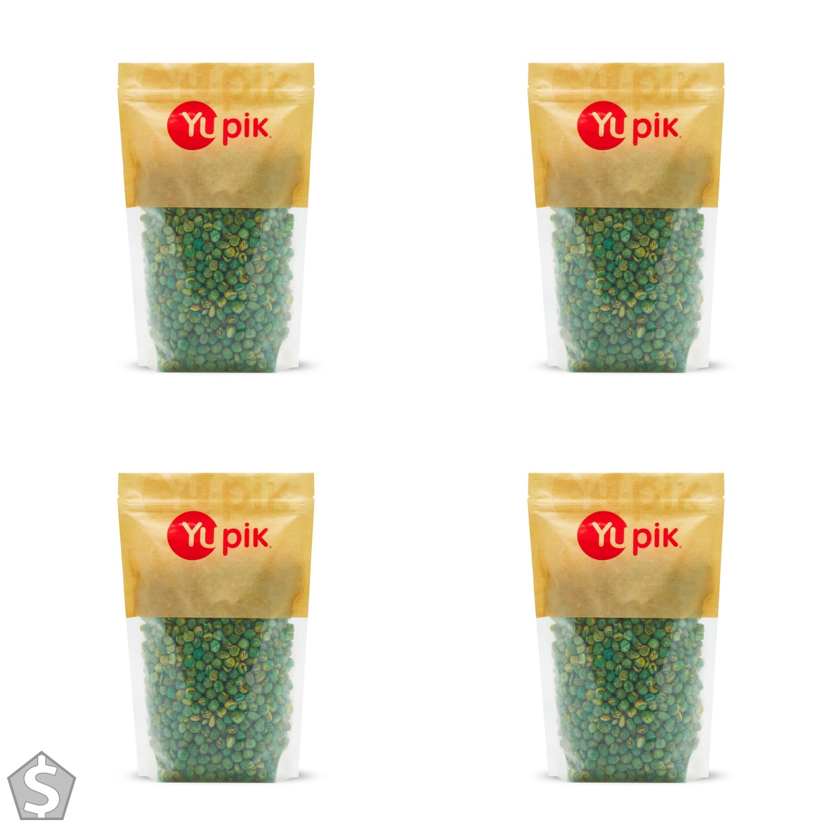 Yupik Oriental Green Peas, 1 kg, Vegan, Kosher, Crunchy Roasted Snack, Low-Calorie, High-Protein, Ideal for Snacking 1 kg (Pack of 4)