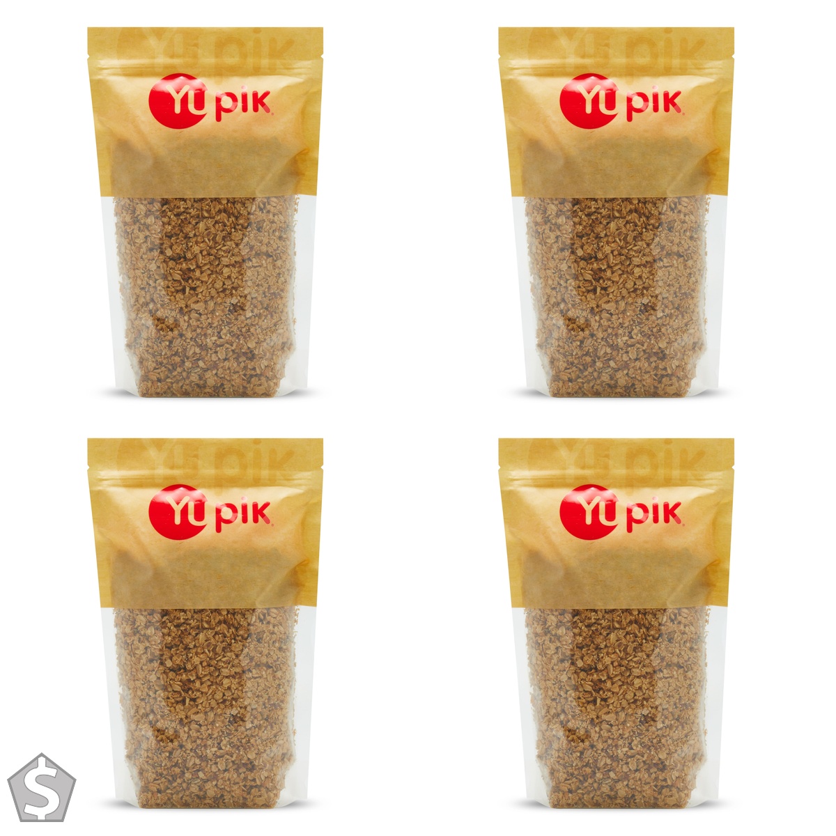 Yupik Hemp Seeds Granola Cereal Blend, 1 kg, Kosher, Mix of Oats, Sunflower Seeds, Pumpkin Seeds, Flax Seeds, Hemp Seeds, Honey (Pack of 4)