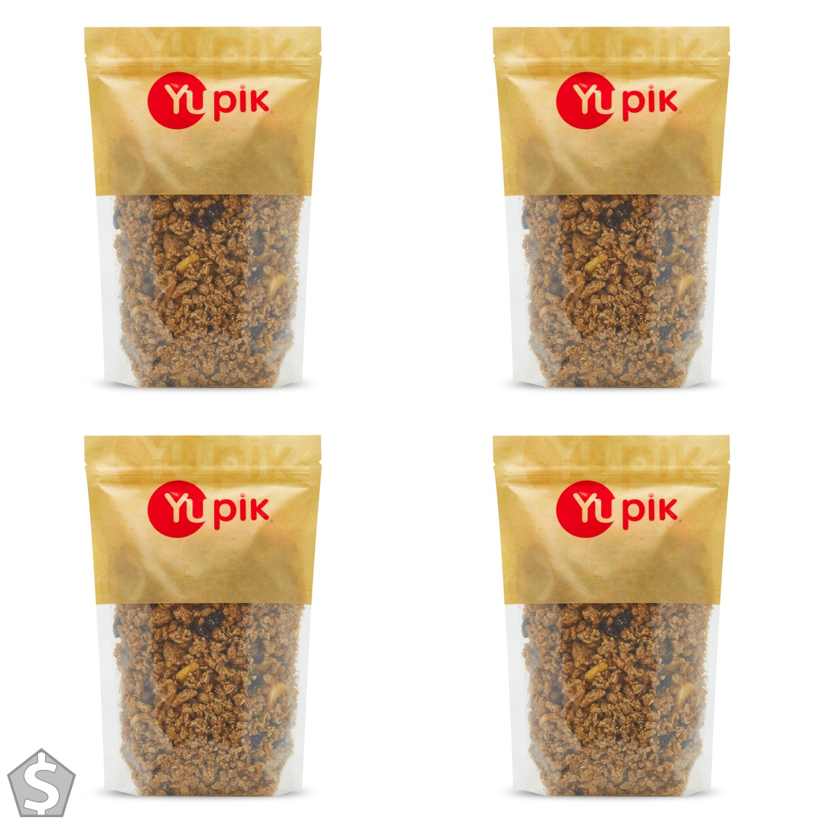 Yupik Quest Crunch Cereal, 1 kg, Kosher, Whole Grains, Dried Fruits, Seeds & Coconut, Low-Calorie, Cholesterol-Free, High in Fiber & (Pack of 4)