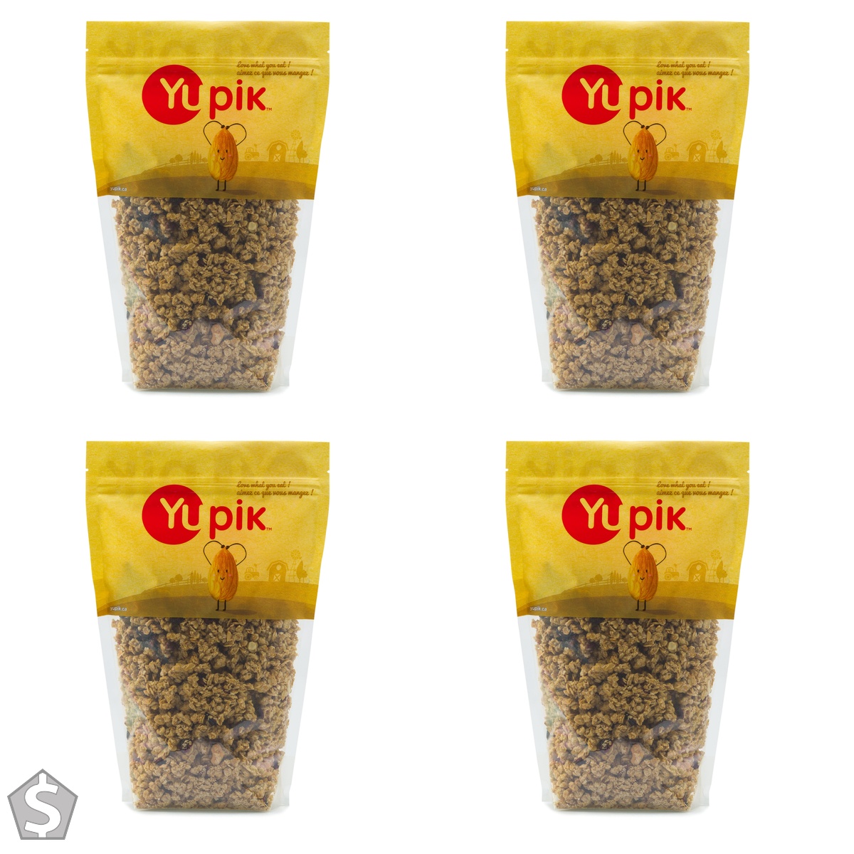 Yupik Cranberry & Cashew Cereal Clusters with Oats, 1 kg, Kosher, Healthy Snack, Low-Calorie Granola Bites, A Source of Fiber & Protein (Pack of 4)