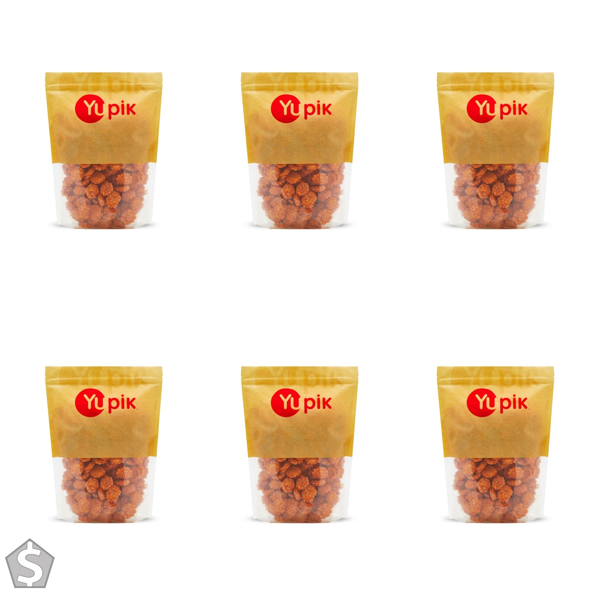 Yupik Spicy Crackers, 450 g, Savoury Seasoned Rice Crackers with Chili & Soy Sauce, Kosher Snack, Low-Calorie & Low-Fat, Perfect for (Pack of 6)