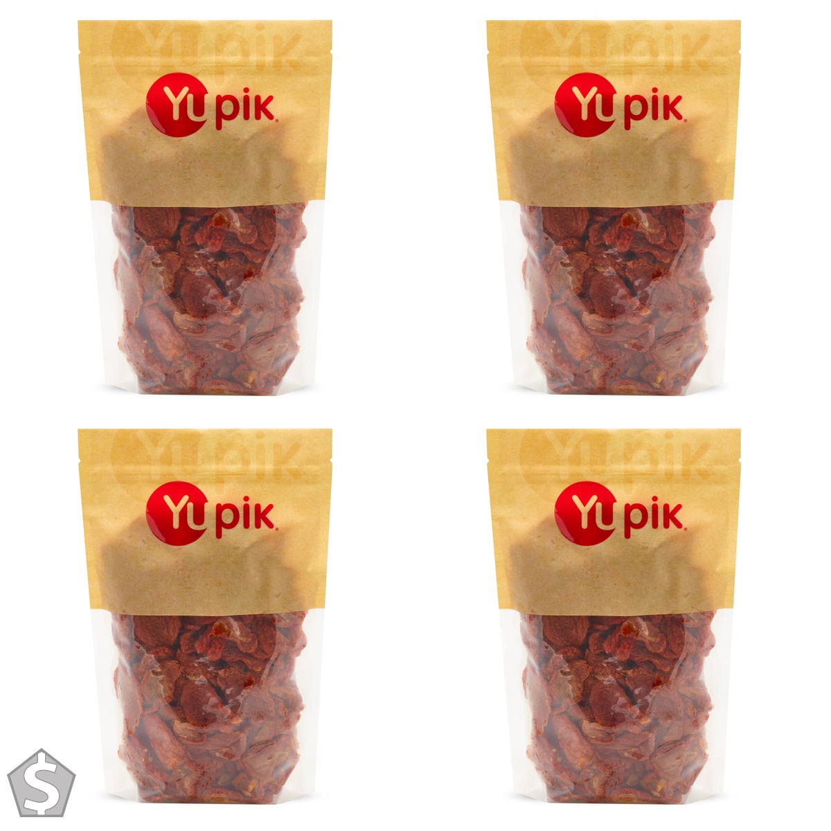 Yupik Sundried Tomatoes, Halves, 1 kg, Vegan, Kosher, Half Slices, Dehydrated Tomatoes, Salted, Chewy, Source of Fiber, Savory (Pack of 4)