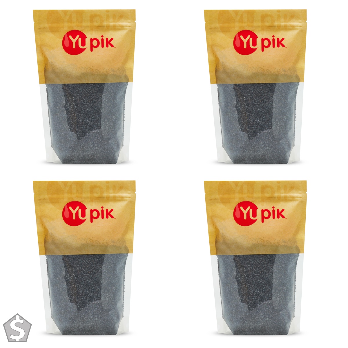 Yupik Raw Poppy Seeds, 1 kg, Gluten-Free, Non-GMO, Kosher, Vegan, Ideal for Seasoning, Baking, Filling & Topping 1 kg (Pack of 4)