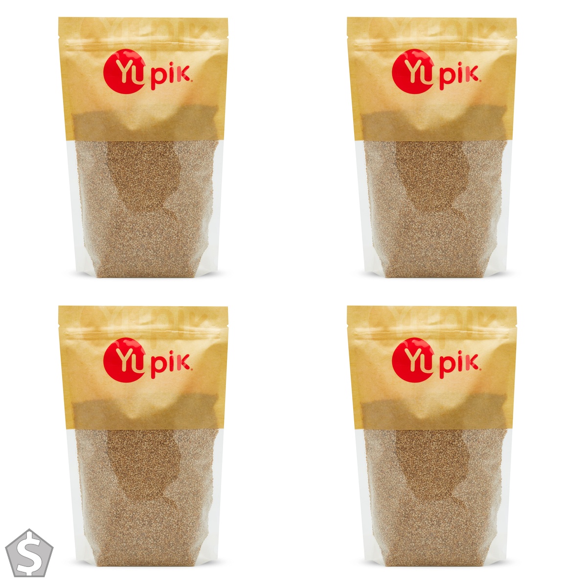 Yupik Natural Sesame Seeds, 1 kg, Gluten-Free, GMO-Free, Kosher, Vegan, Raw, Unroasted, Unsalted, Plant-Based Protein, Source of Fiber & (Pack of 4)