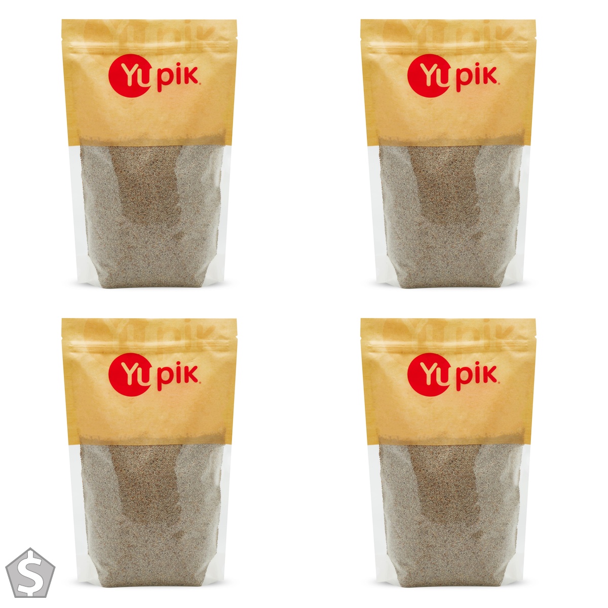 Yupik Raw White Chia Seeds, 1 kg, Gluten-Free, Kosher, Vegan, Natural Seeds, Plant-Based Superfood, Rich in Fiber, Source of Omega-3 (Pack of 4)