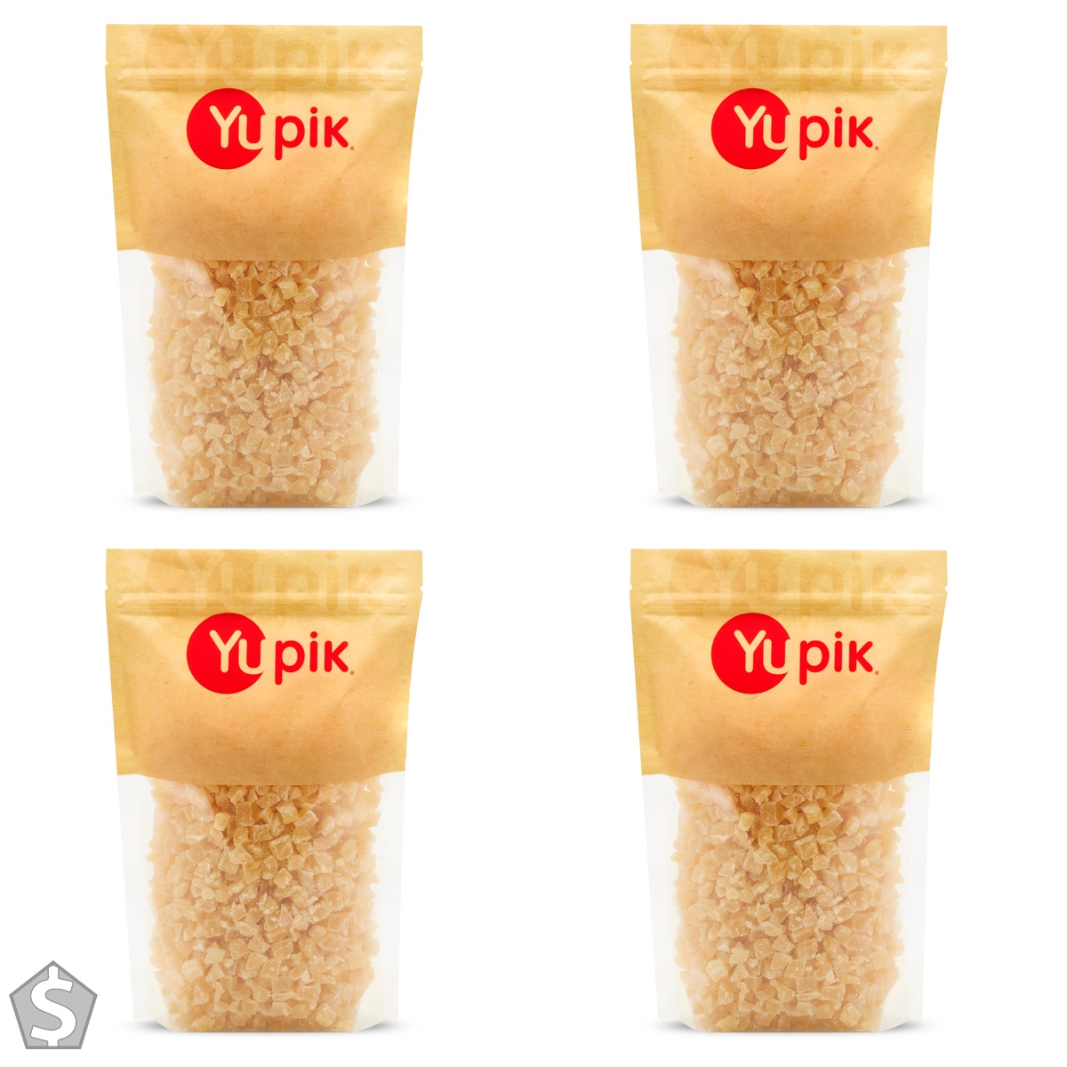 Yupik Diced Pineapple, 1 kg, Sulfite-Free, Gluten-Free, Vegan, Kosher, Non-Fat & Cholesterol-Free, Candied Fruit for Snacking, Baking & (Pack of 4)