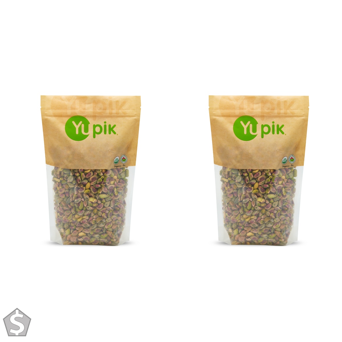 Yupik Organic Raw Pistachios, No Shells, 1 kg, Gluten-Free, Non-GMO, Kosher, Vegan, Kernels, Unsalted, Crunchy Shelled Nuts, Source of (Pack of 2)