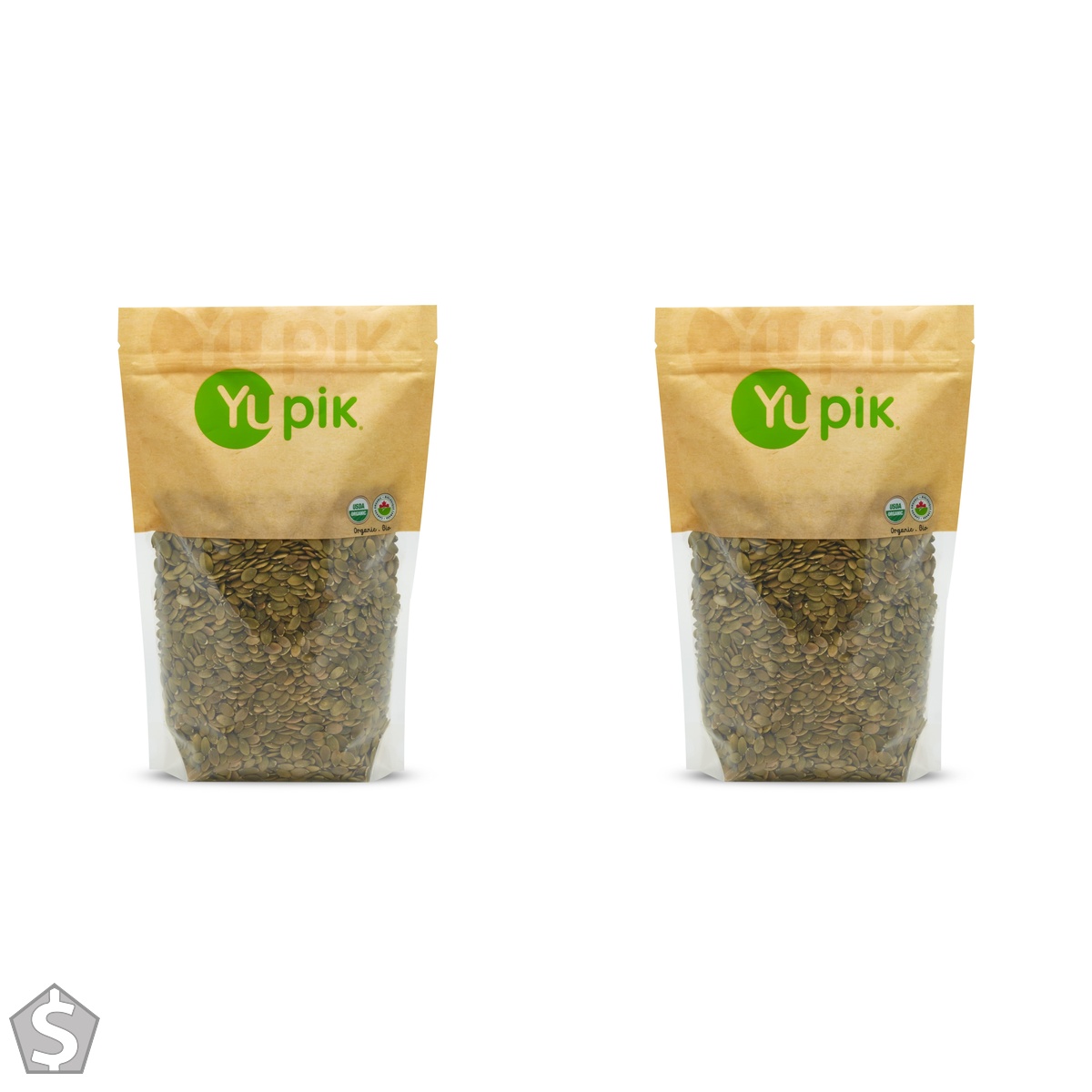 Yupik Organic Raw Pumpkin Seeds, No Shell, 1 kg, Gluten-Free, Non-GMO, Kosher, Vegan, Shelled Pepitas, Salt-Free, Plant-Based Protein (Pack of 2)