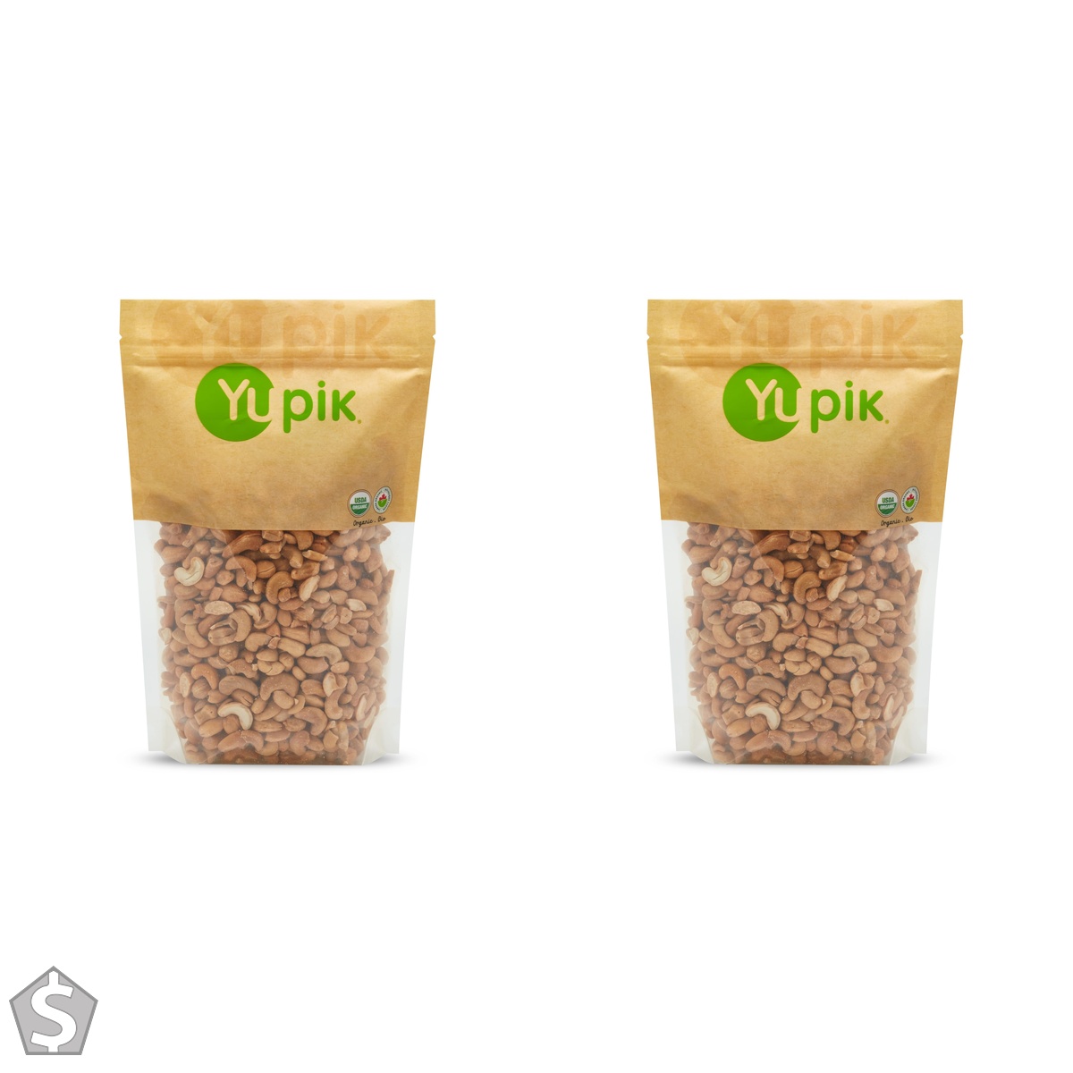 Yupik Organic Dry Roasted Cashews with Sea Salt, 1 kg, Kosher, Gluten-Free, Non-GMO, Vegan, Seasoned Nuts, Lightly Salted & Roasted (Pack of 2)