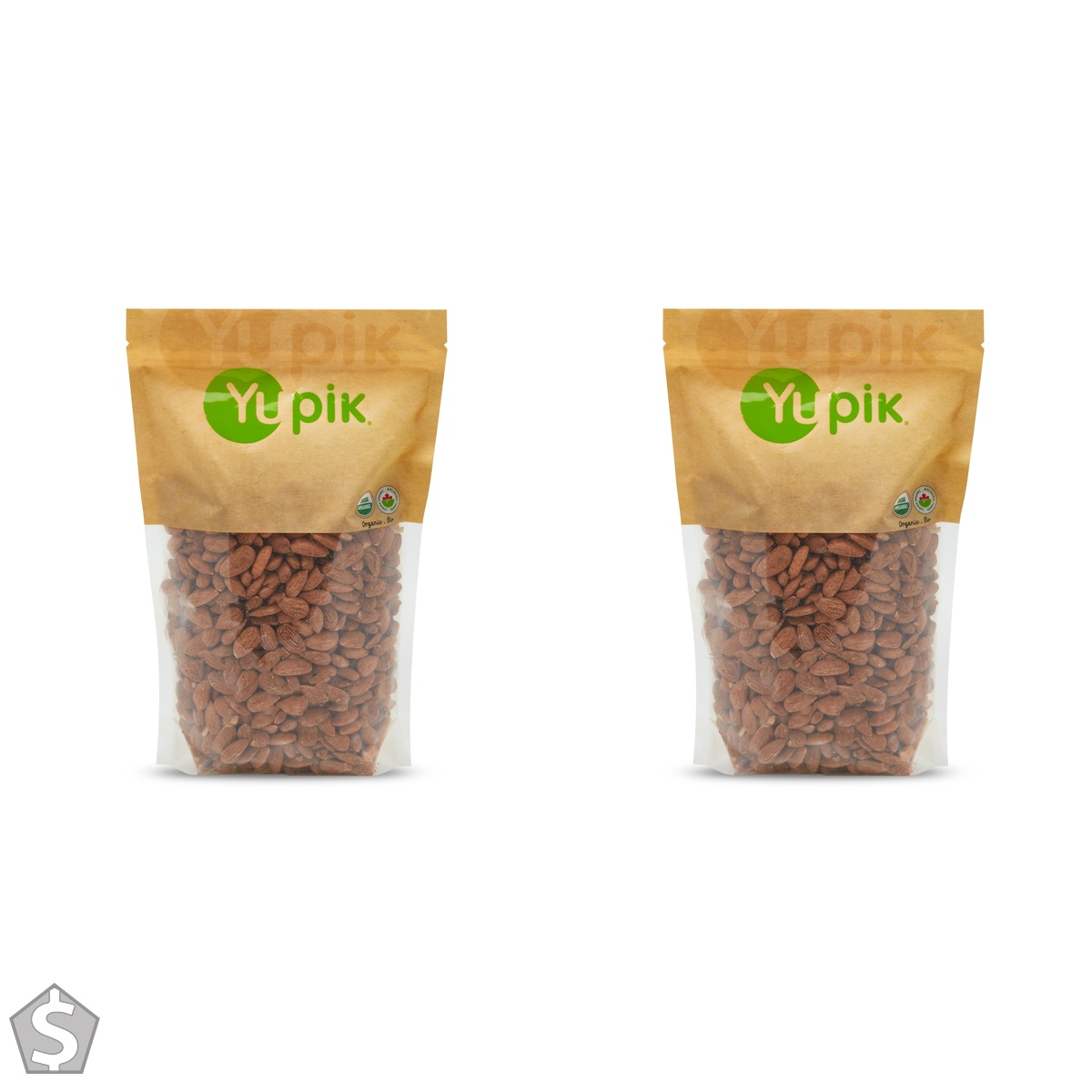 Yupik Organic Dry Roasted Almonds with Sea Salt, 1 kg, Gluten-Free, Kosher, Non-GMO, Vegan, Salted Almonds, Seasoned Nuts, Lightly (Pack of 2)