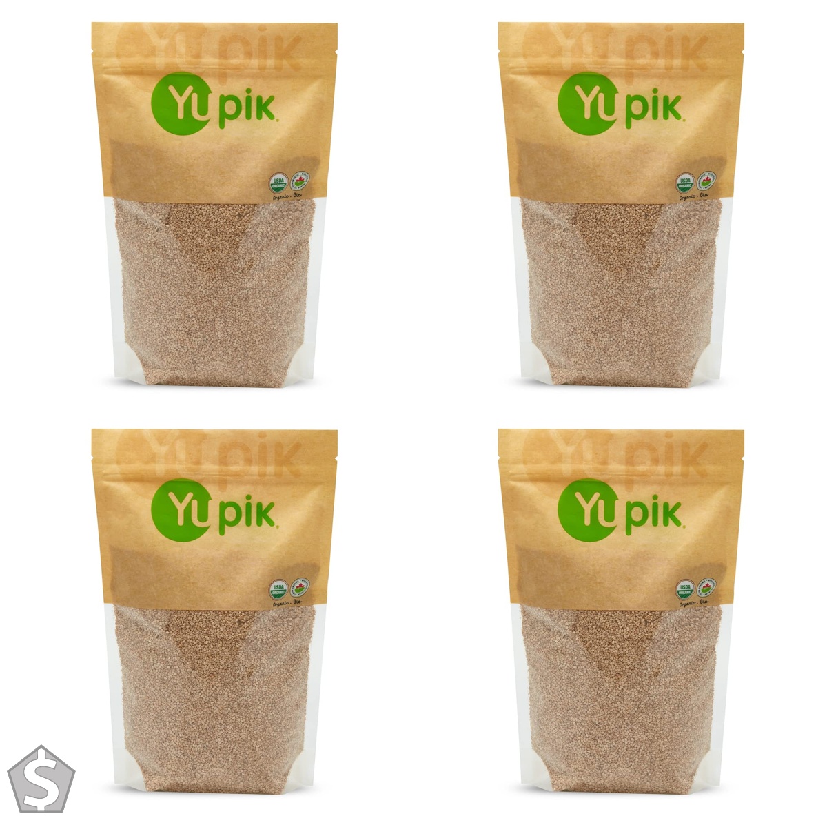 Yupik Organic Natural Sesame Seeds, 1 kg, Gluten-Free, Non-GMO, Vegan, Kosher, Raw Whole Seeds, Unsalted, Plant-Based Protein, Source of (Pack of 4)