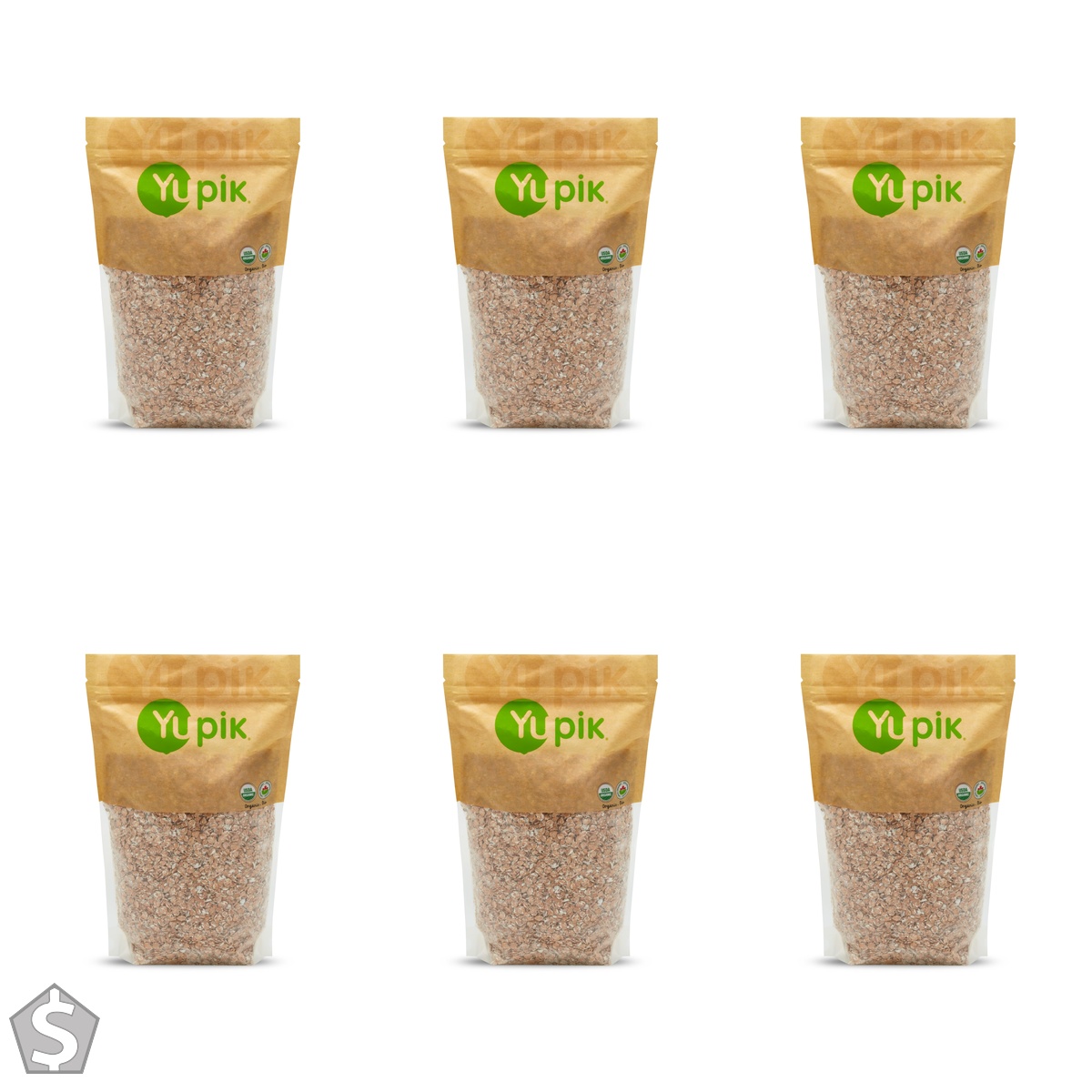 Yupik Organic Wheat Flakes, 1 kg, Non-GMO, Vegan, Kosher, Raw Flakes, Steamed, Rolled, and Lightly Toasted Whole Wheat, Salt-Free (Pack of 6)