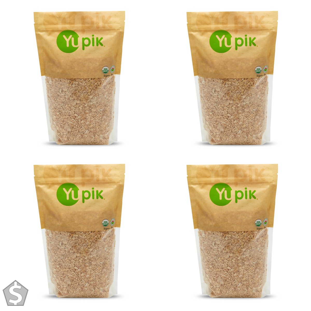 Yupik Organic Kamut Flakes, 1 kg, Non-GMO, Kosher, Vegan, Made from Raw Whole Grains, Steamed, Rolled, & Lightly Roasted Flakes, Source (Pack of 4)