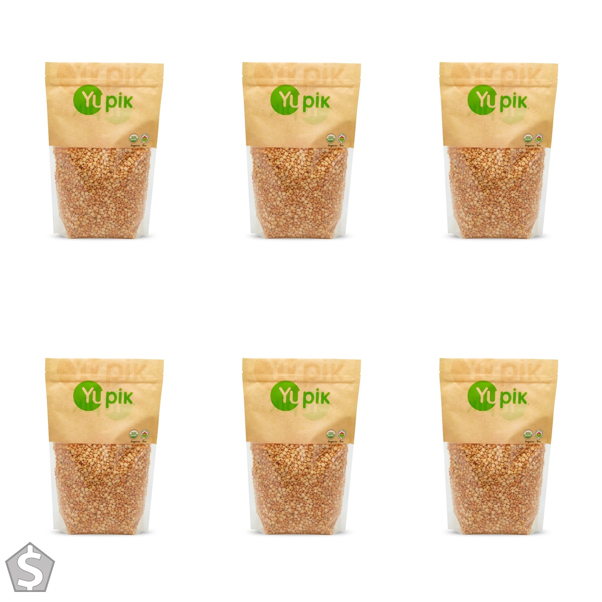 Yupik Organic Yellow Split Peas, 1 kg, Non-GMO, Vegan, Gluten-Free, Hearty & Sweet Flavour, Excellent Source of Protein & Fiber, Perfect (Pack of 6)