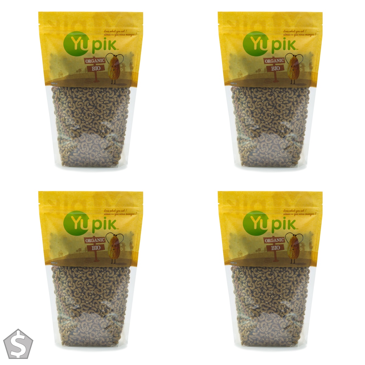 Yupik Organic Spinach Macaroni, 1 kg, Non-GMO, Vegan, Gluten-Free, USDA Certified, Low in Fat, Whole Durum Wheat Semolina Pasta with (Pack of 4)