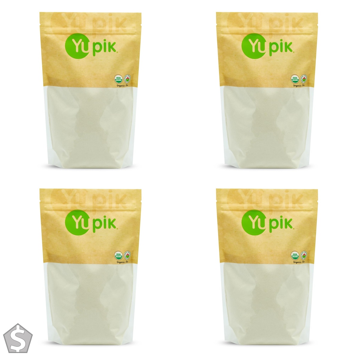 Yupik Organic Brown Rice Flour, 1 kg, Gluten-Free, Non-GMO, Vegan, Kosher, Finely Milled Powder from Whole Grain Brown Rice, Neutral (Pack of 4)