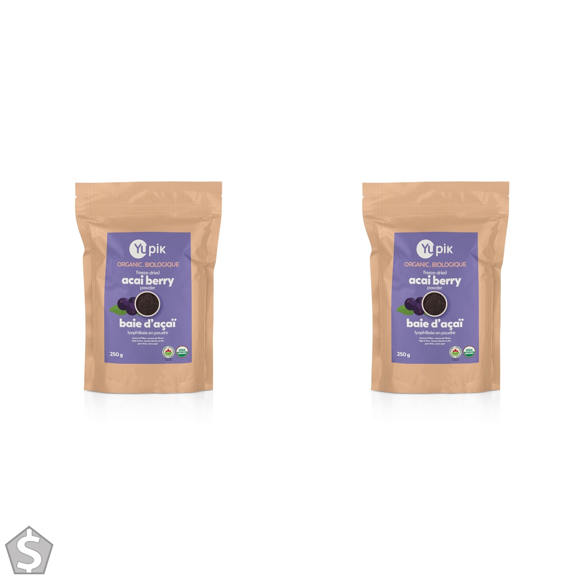 Yupik Organic Acai Berry Powder 250g, USDA Certified, Non-GMO, Vegan, Raw, Gluten-Free, Kosher, Superfood, Rich in Iron & Fiber, Perfect (Pack of 2)