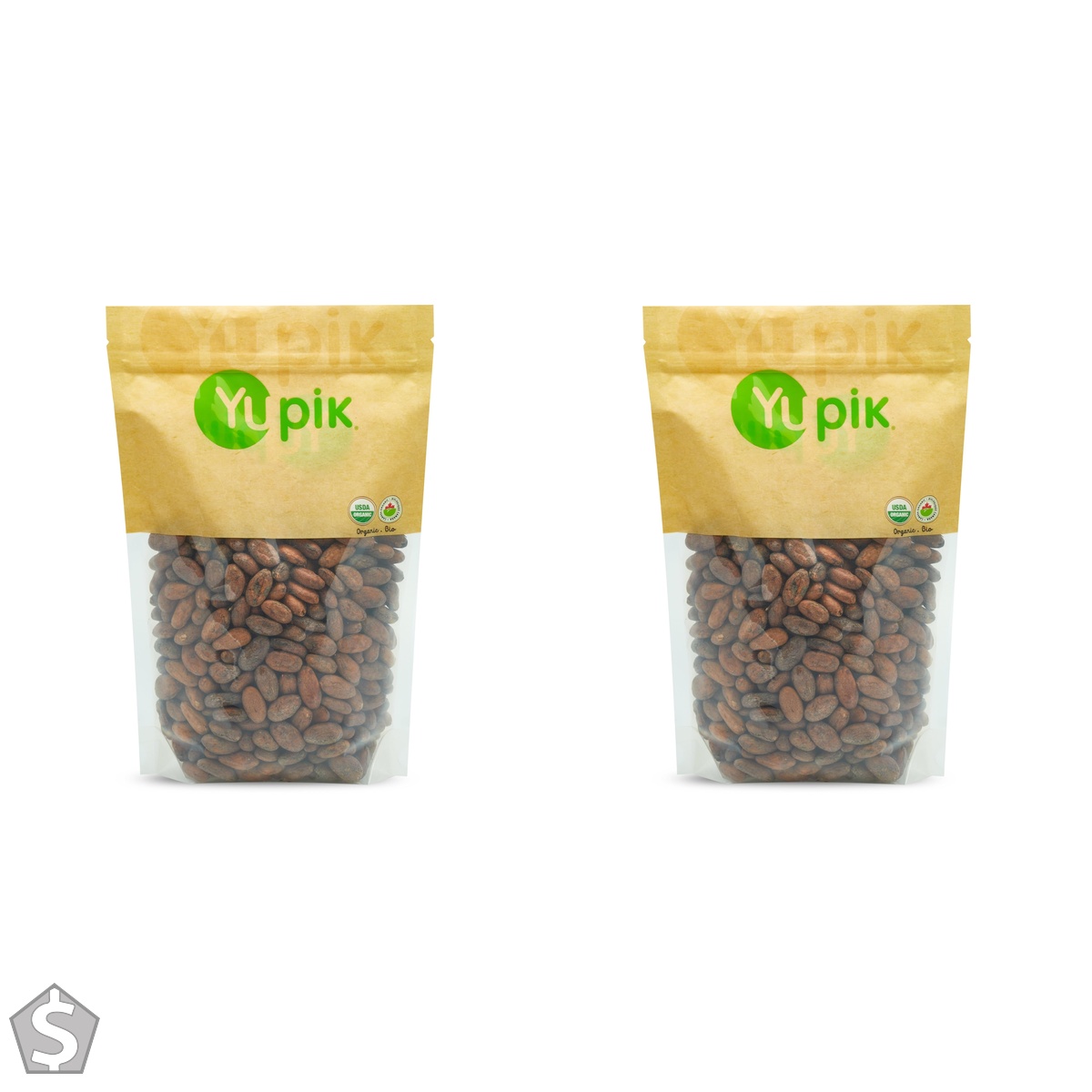 Yupik Organic Raw Cacao Beans, 1 kg, Non-GMO, Vegan, Gluten-Free, USDA Certified, Kosher, Rich in Antioxidants, Perfect for Baking & (Pack of 2)