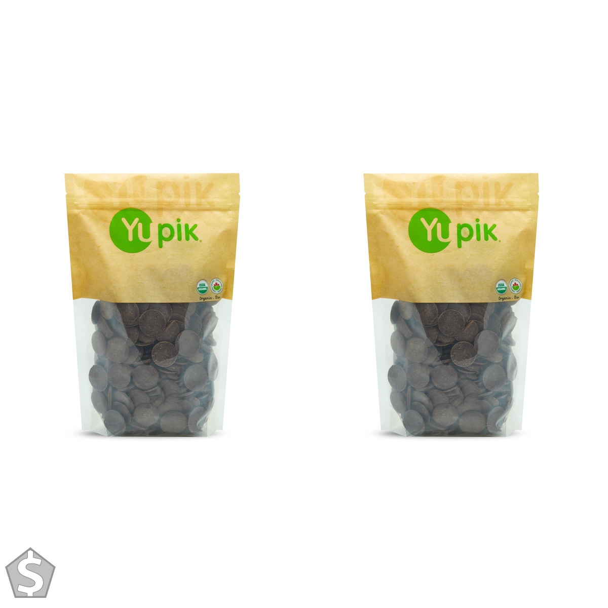 Yupik Organic Dark Chocolate Wafers, 70% Cacao, 1 kg, Vegan, Gluten-Free, GMO-Free, Kosher, Dairy-Free, Rich Dark Chocolate, Melts (Pack of 2)