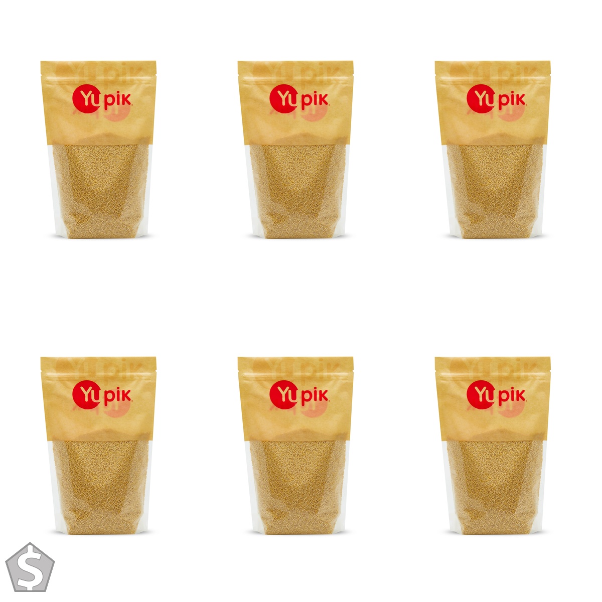 Yupik Millet Seeds, Hulled, 1 kg, Kosher, Non-GMO, Vegan, Raw, Salt-Free, Plant-Based Protein, Source of Fiber & Iron, Ideal for Recipes (Pack of 6)